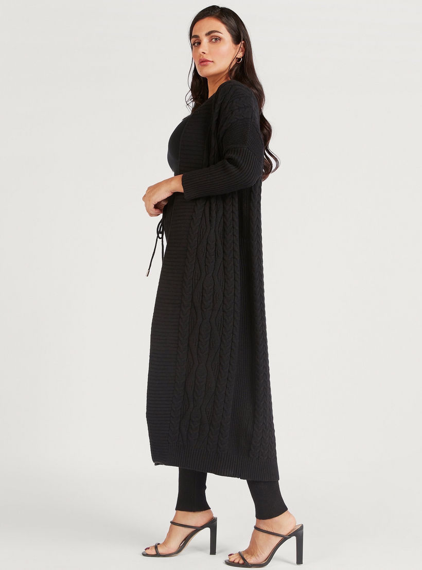 Iconic Textured Open Front Cardigan with Long Sleeves-women-winterwear-cardigansandjumpers-cardigans-image-2