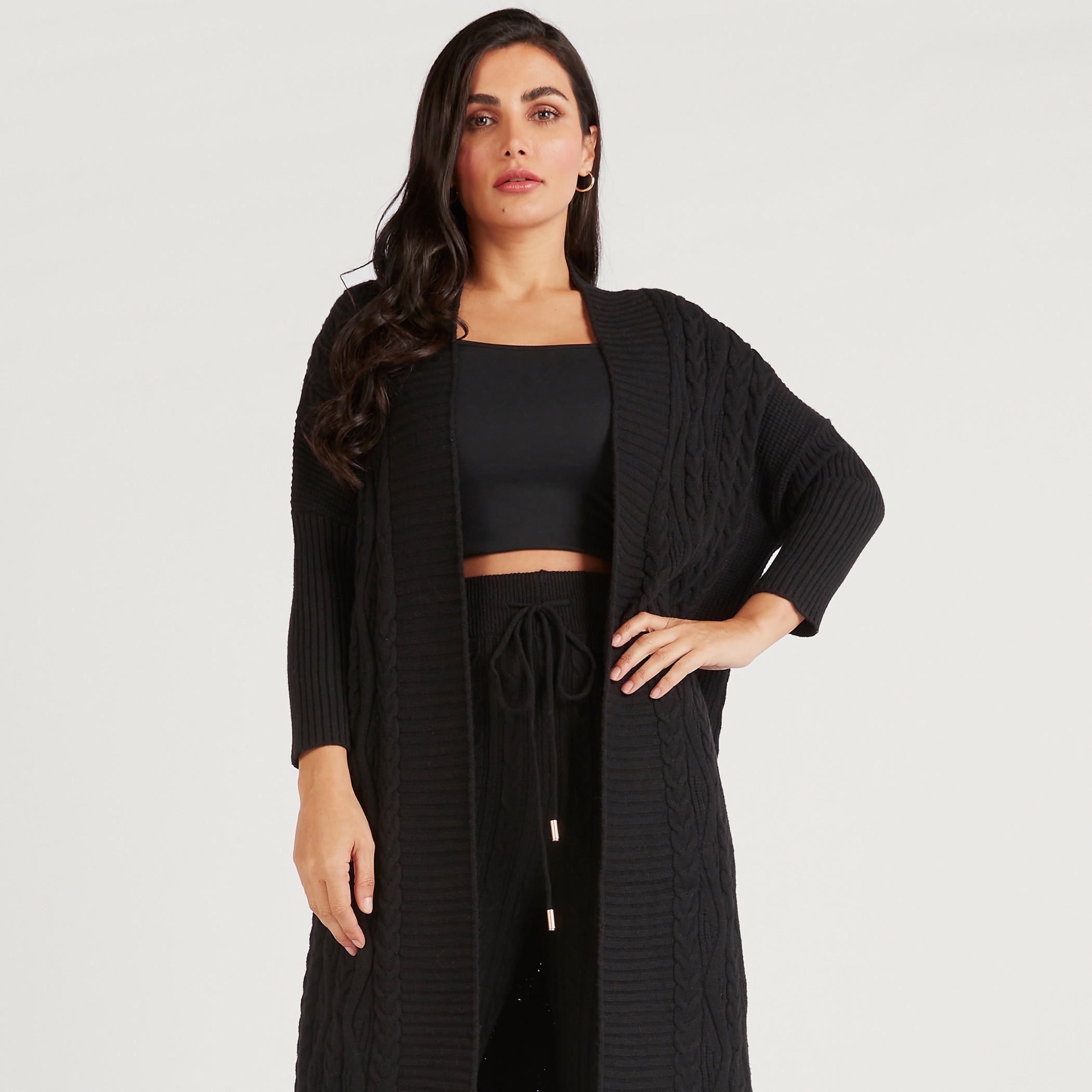 Iconic Textured Open Front Cardigan with Long Sleeves-women-winterwear-cardigansandjumpers-cardigans-image-5