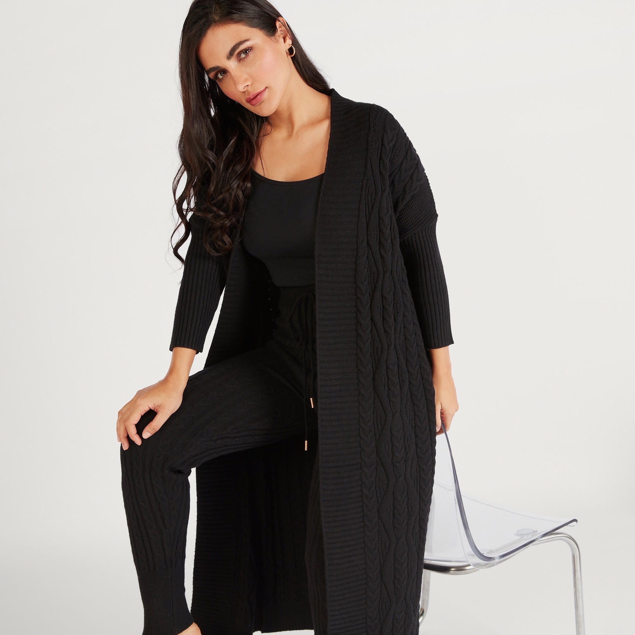 Iconic Textured Open Front Cardigan with Long Sleeves-women-winterwear-cardigansandjumpers-cardigans-image-6