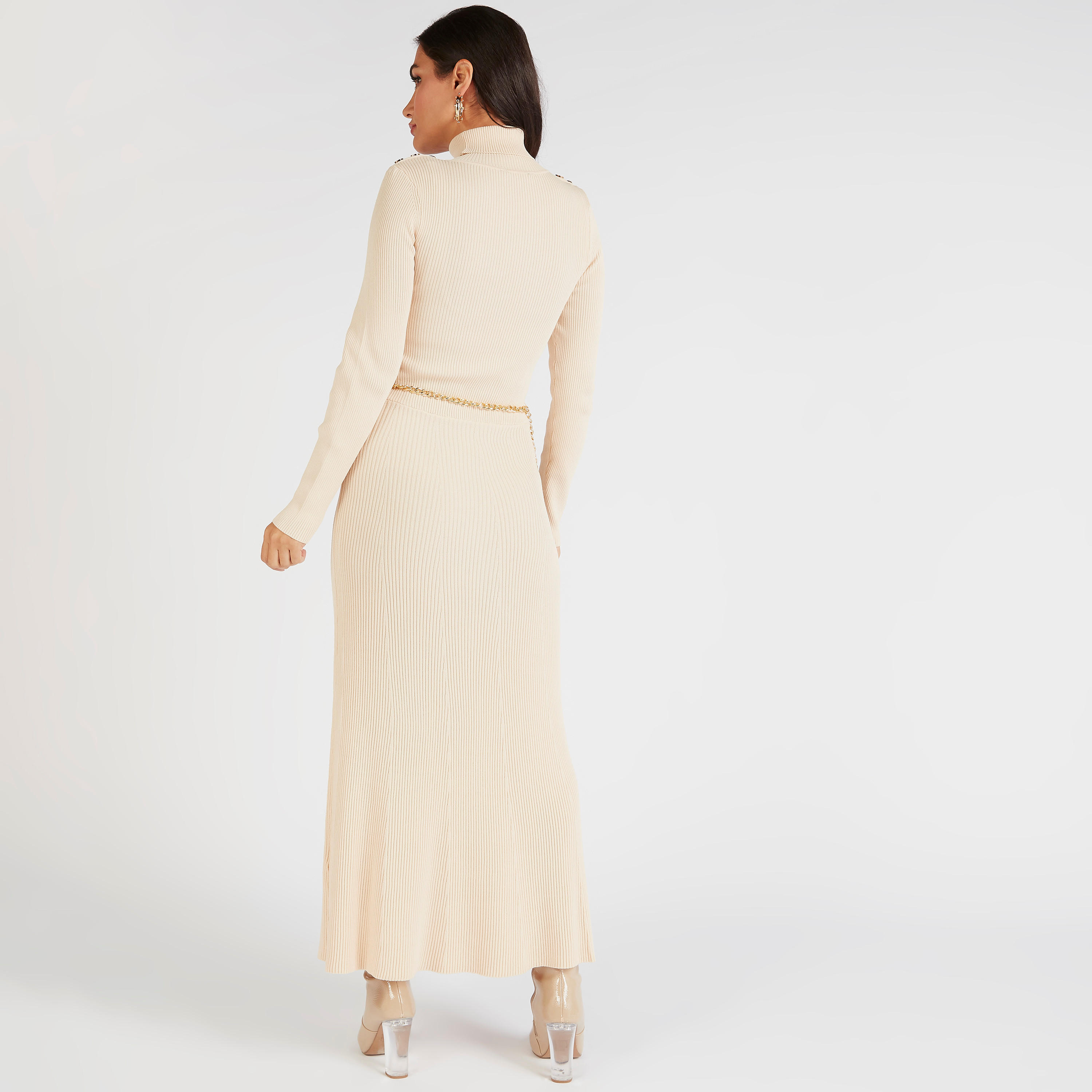 فستان طويل مضلّع بياقة عالية وأكمام طويلة من آيكونيك-women-clothing-dresses-image-4