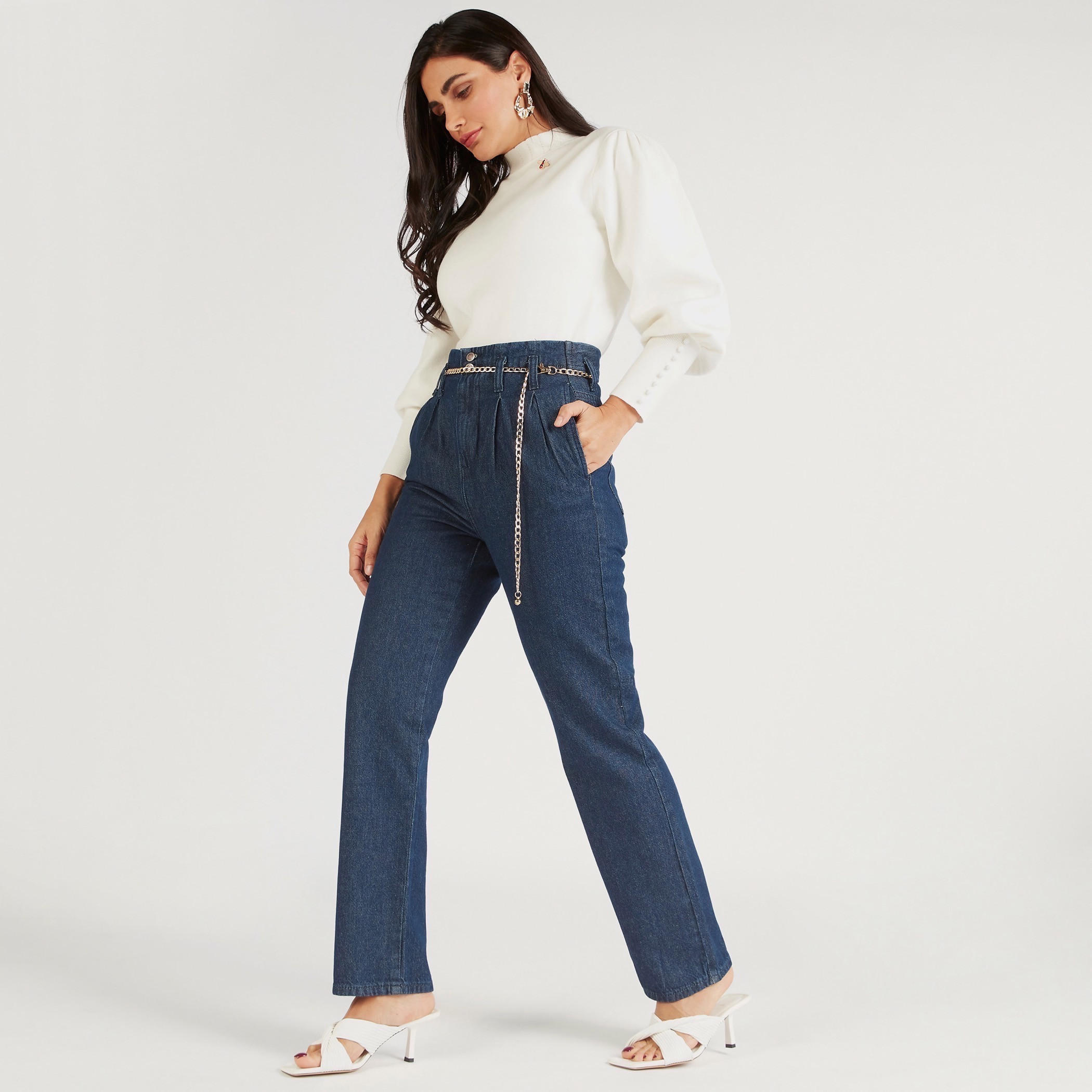 كنزة بارزة الملمس بياقة عالية وأكمام متوسطة الطول من آيكونك-women-clothing-cardigansandjumpers-jumpers-image-2