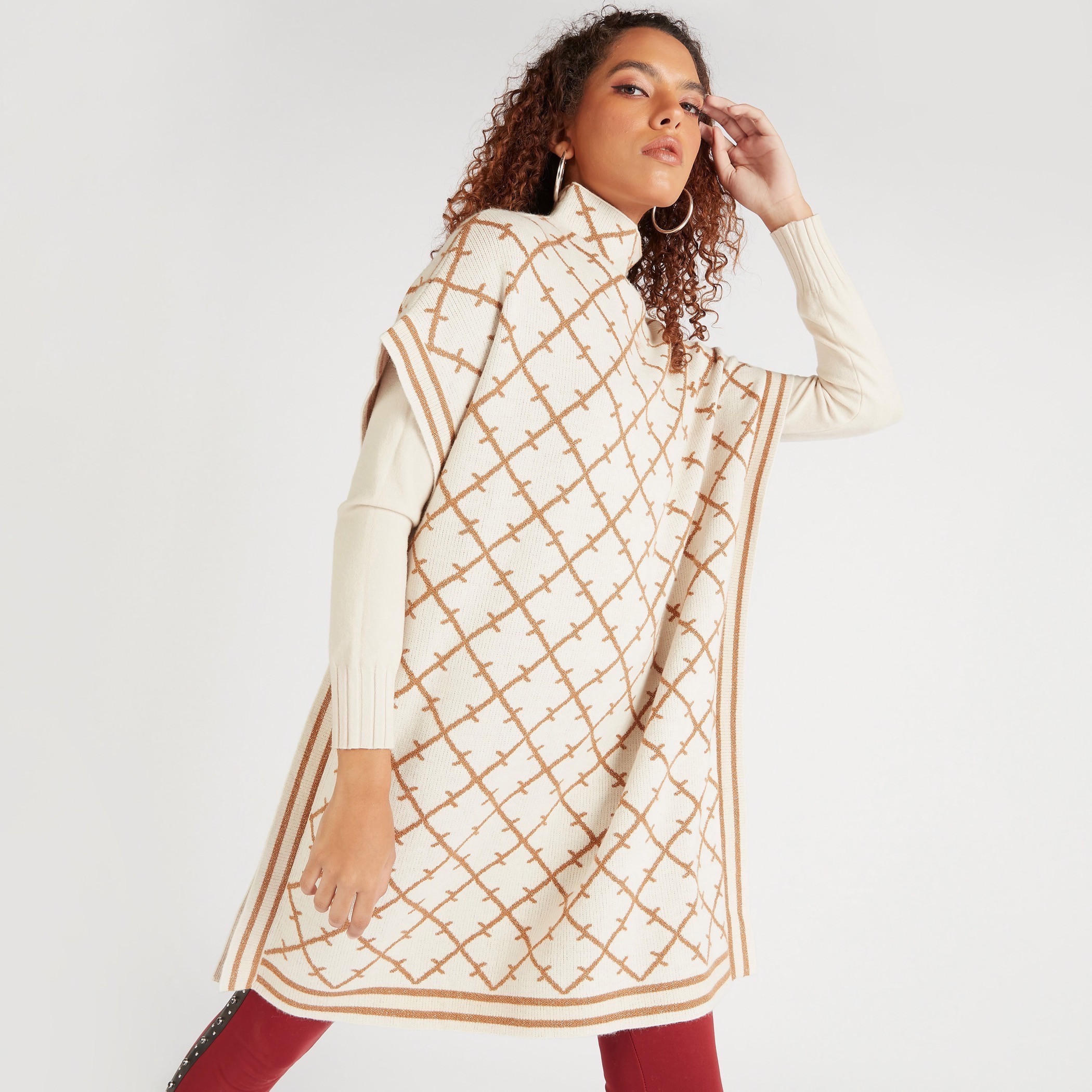 Iconic Printed High Neck Cardigan-women-winterwear-cardigansandjumpers-cardigans-image-1