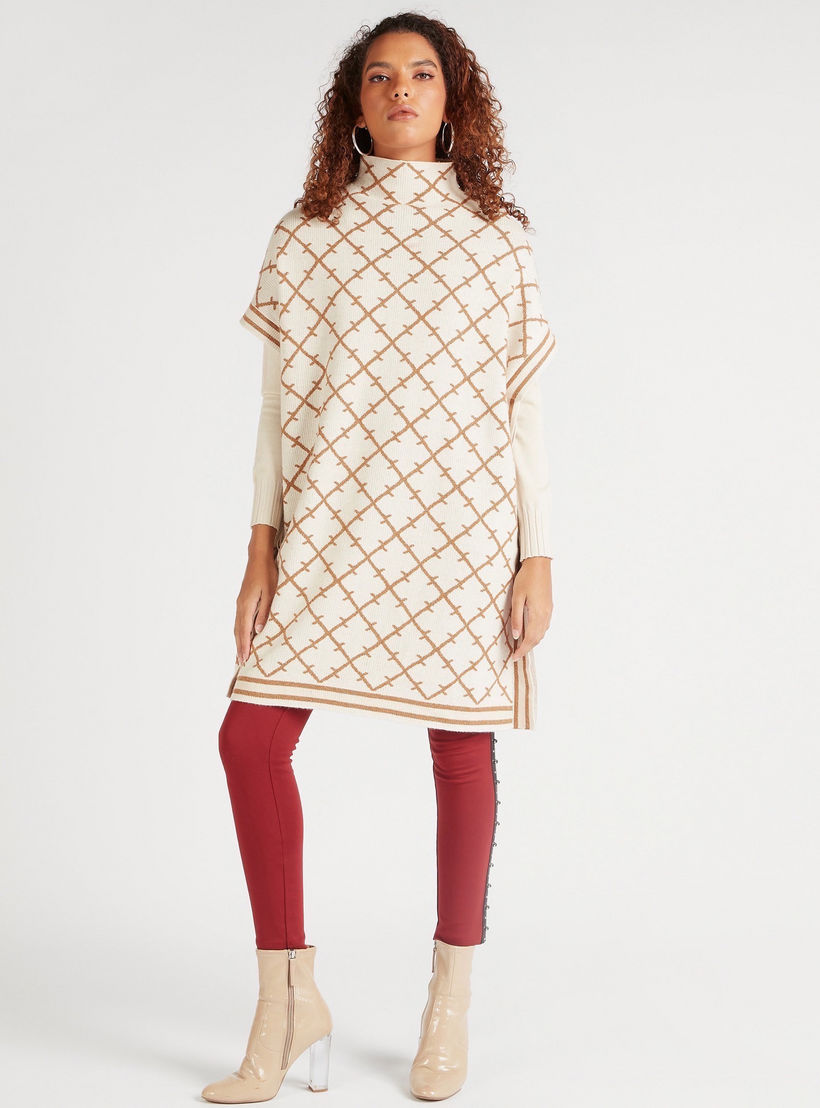 Iconic Printed High Neck Cardigan-women-winterwear-cardigansandjumpers-cardigans-image-2