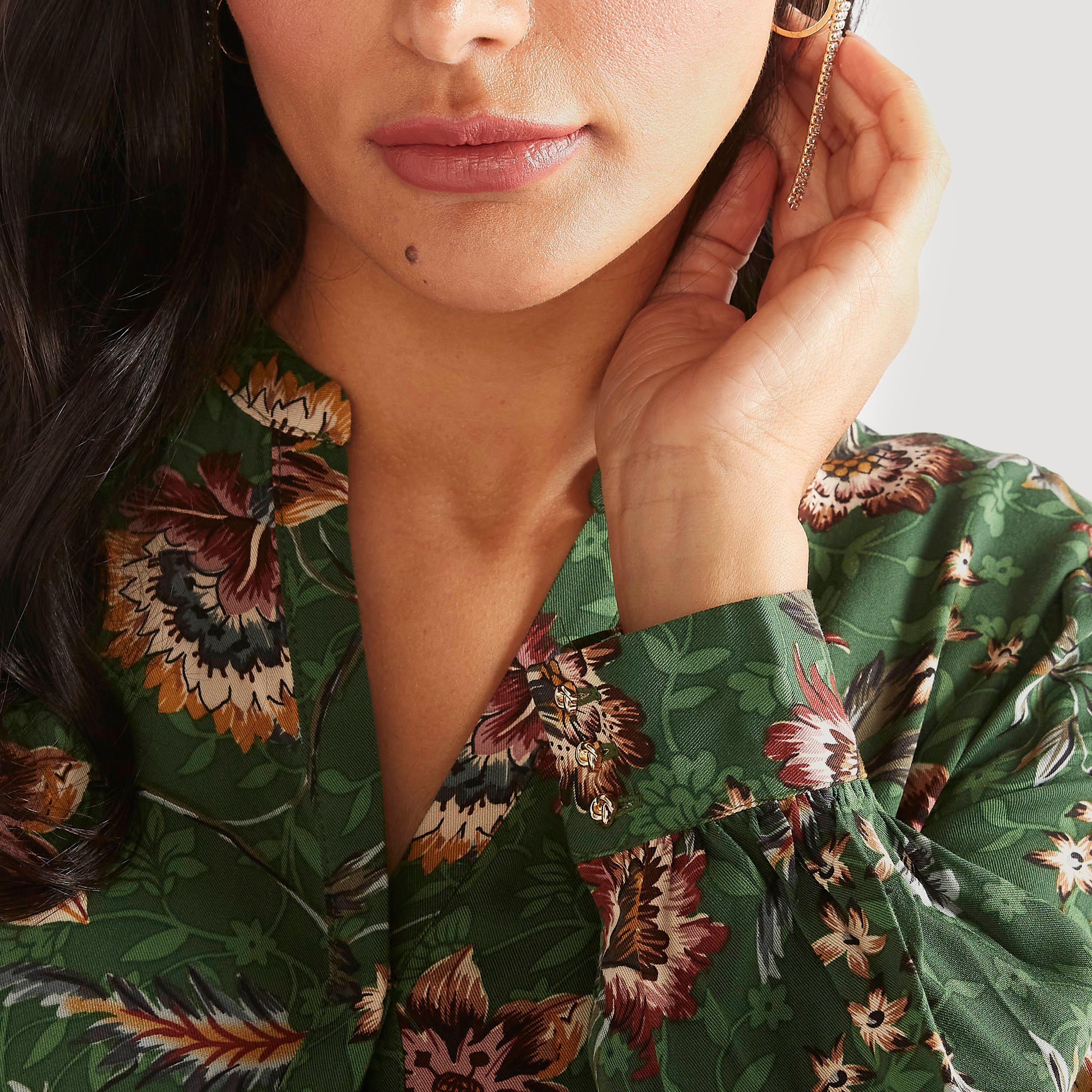 فستان إيه لاين طويل بطبعات أزهار ورباط إغلاق وكشكش من آيكونيك-women-clothing-dresses-image-3