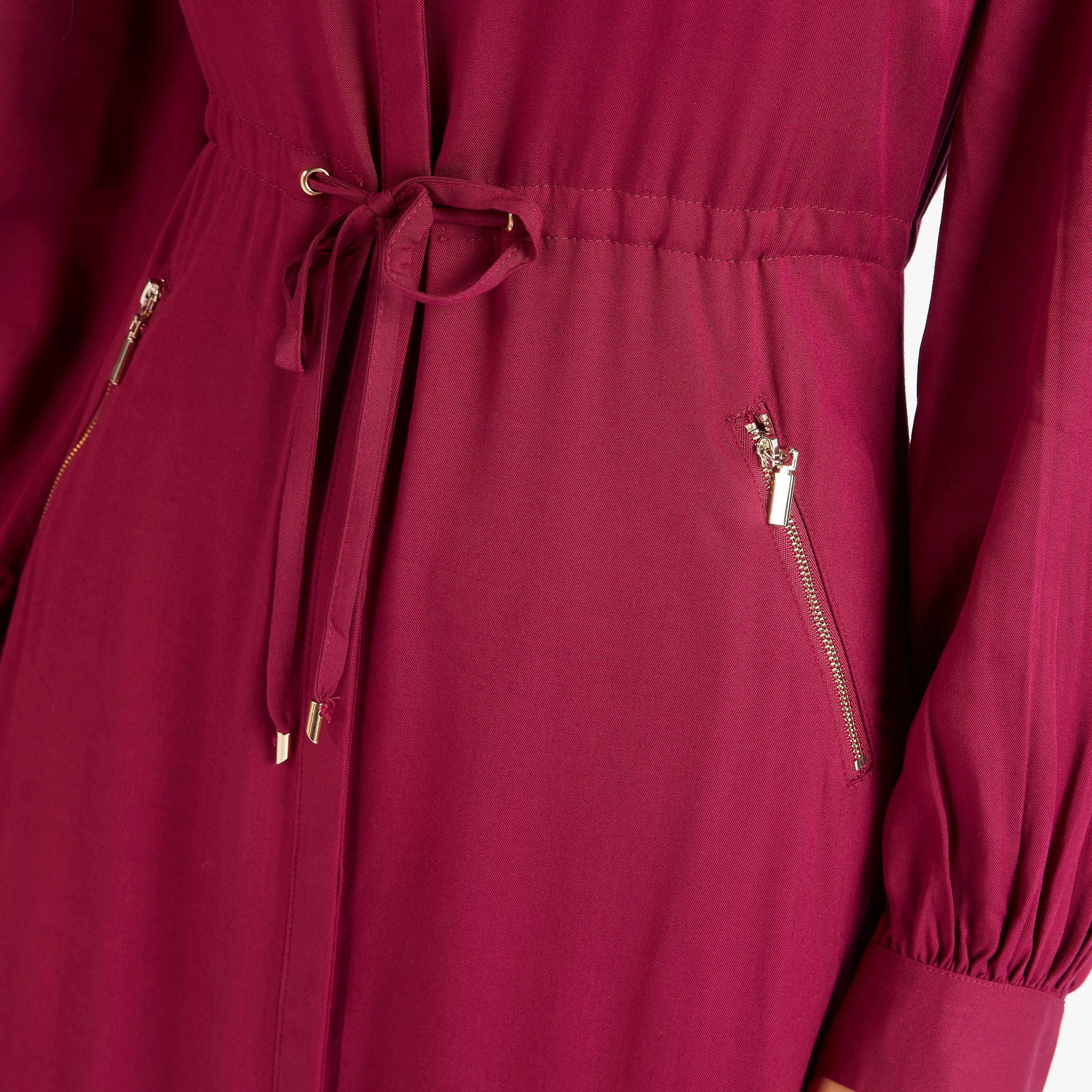 فستان إيه لاين سادة طويل برباط خصر من آيكونيك-women-clothing-dresses-image-4