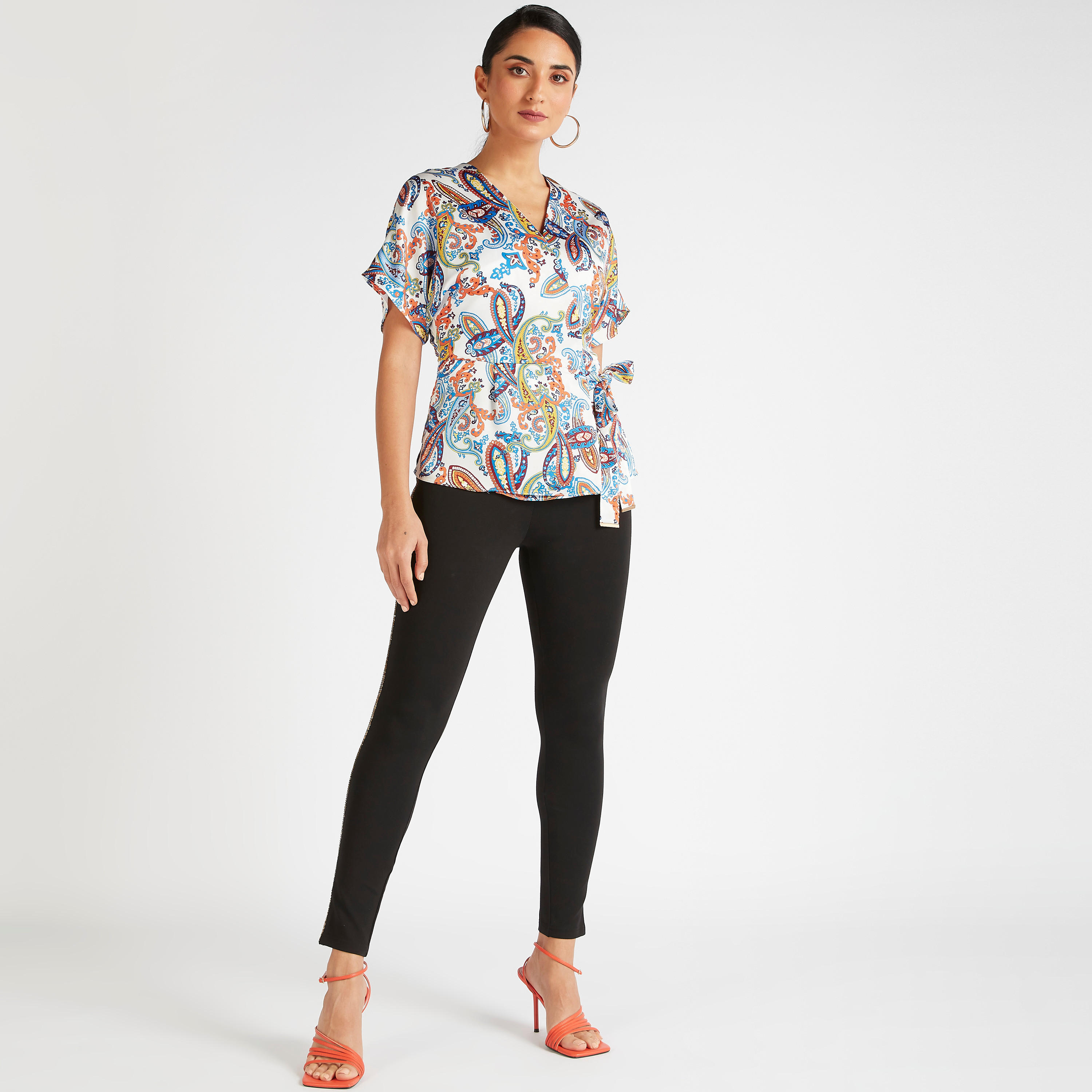 Iconic V-neck Wrap Top with Short Sleeves-women-clothing-shirtsandblouses-blouses-image-2