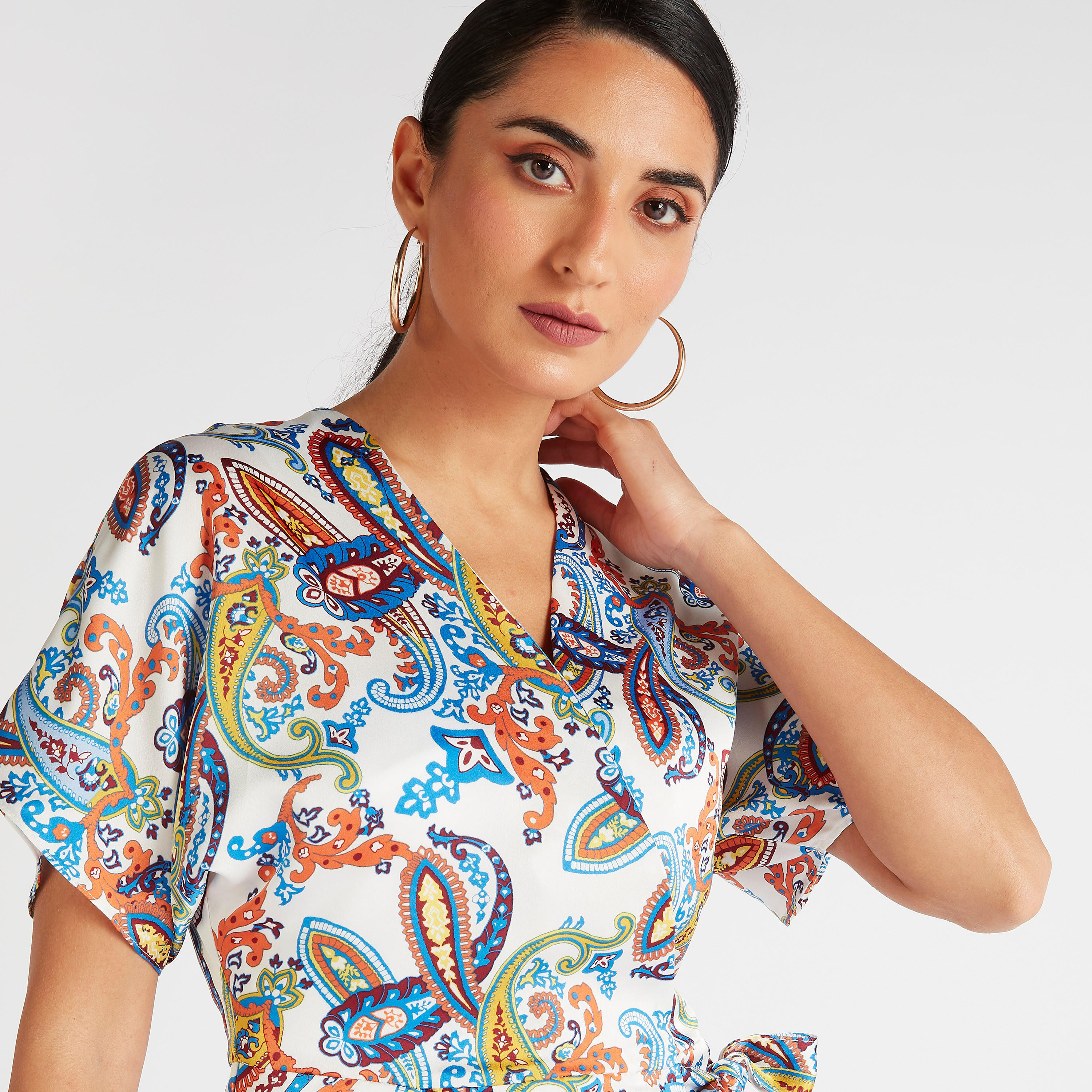 Iconic V-neck Wrap Top with Short Sleeves-women-clothing-shirtsandblouses-blouses-image-3