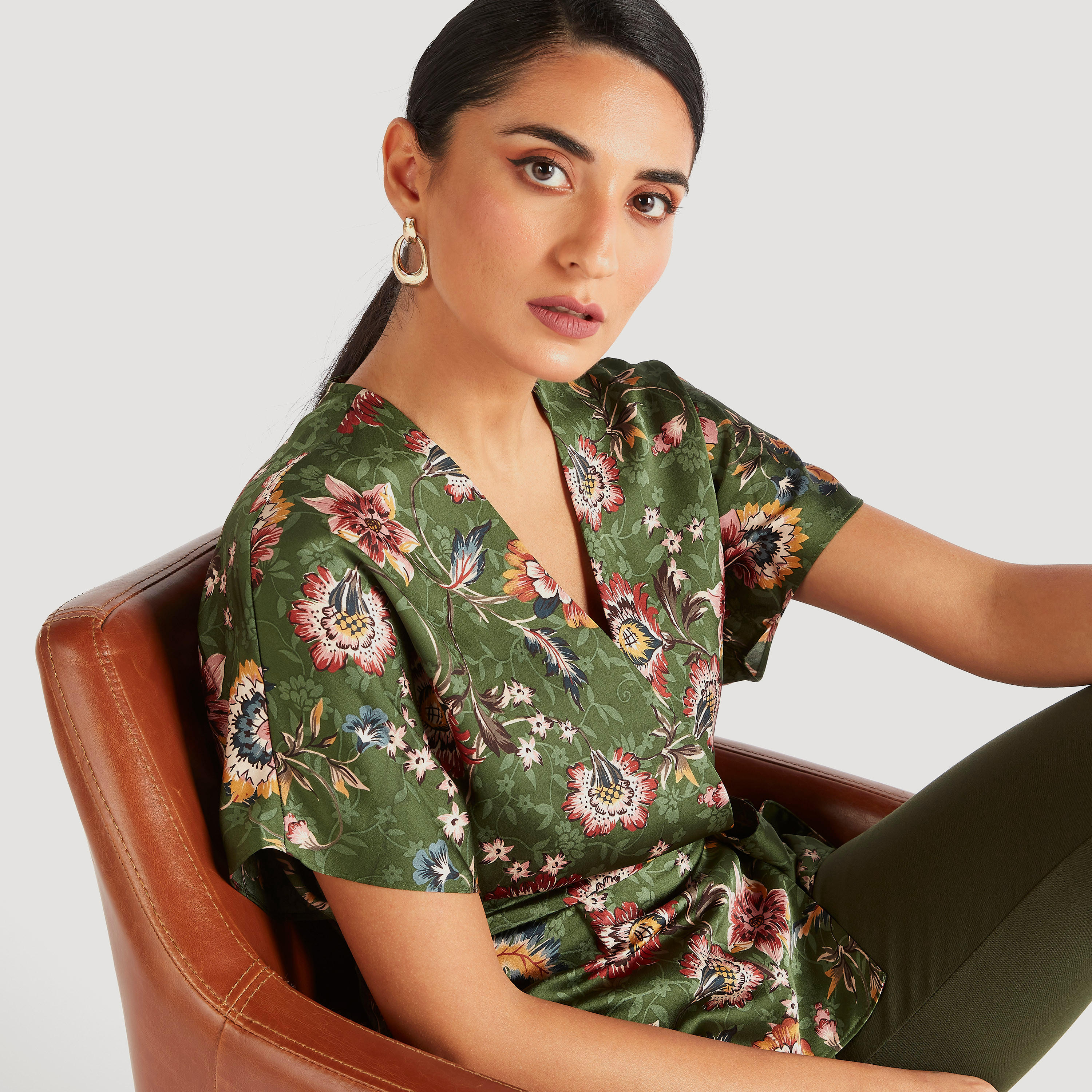 Iconic V-neck Wrap Top with Short Sleeves-women-clothing-shirtsandblouses-blouses-image-1
