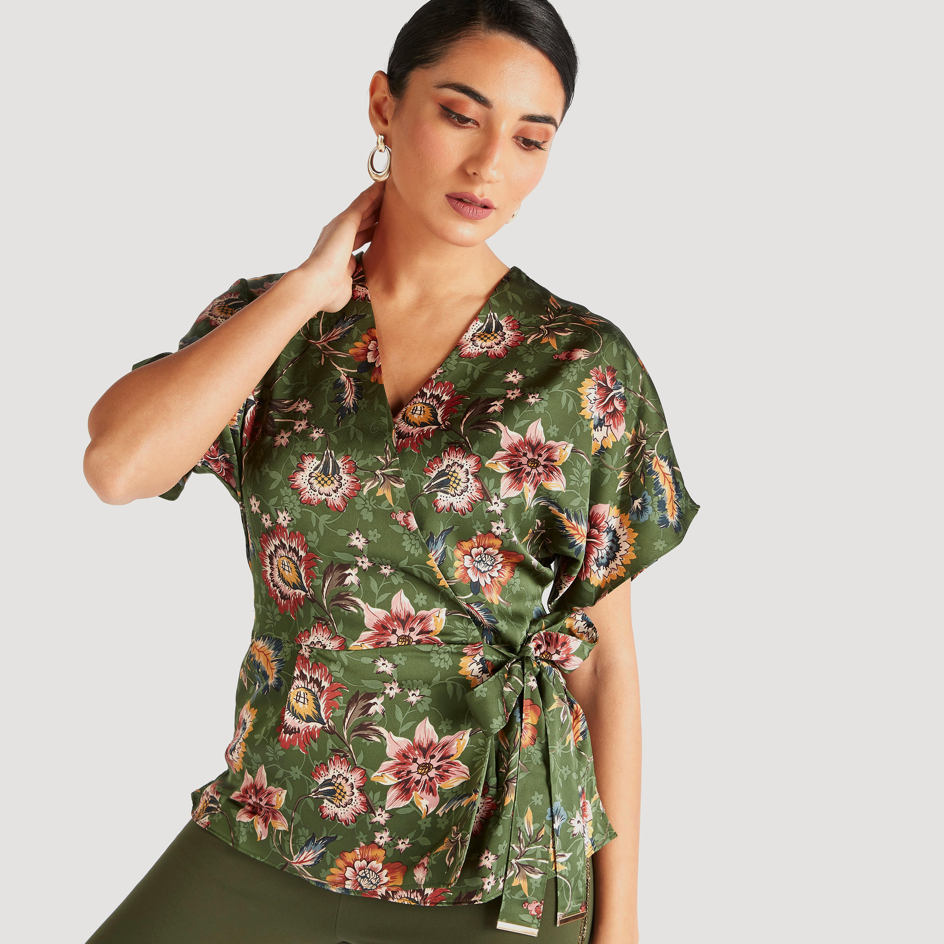 Iconic V-neck Wrap Top with Short Sleeves-women-clothing-shirtsandblouses-blouses-image-3