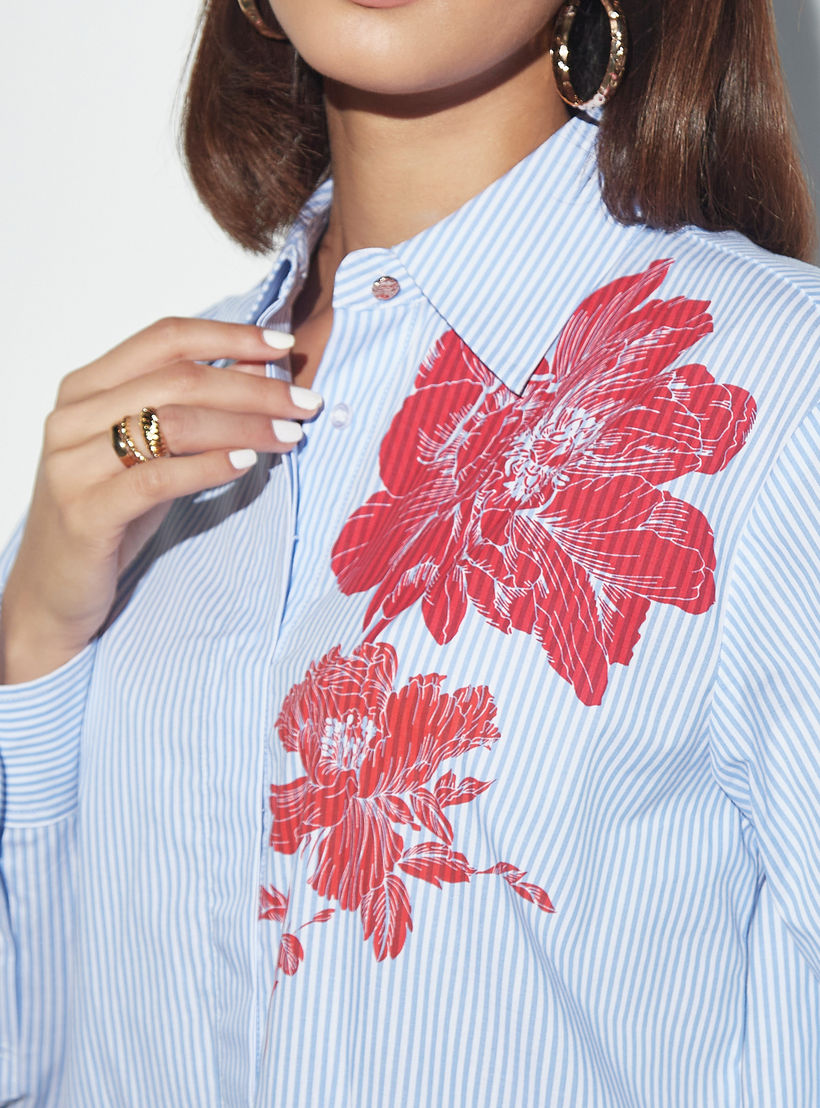 قميص مقلم بأكمام طويلة وطبعات أزهار وحواف غير متماثلة-women-clothing-shirtsandblouses-shirts-image-4