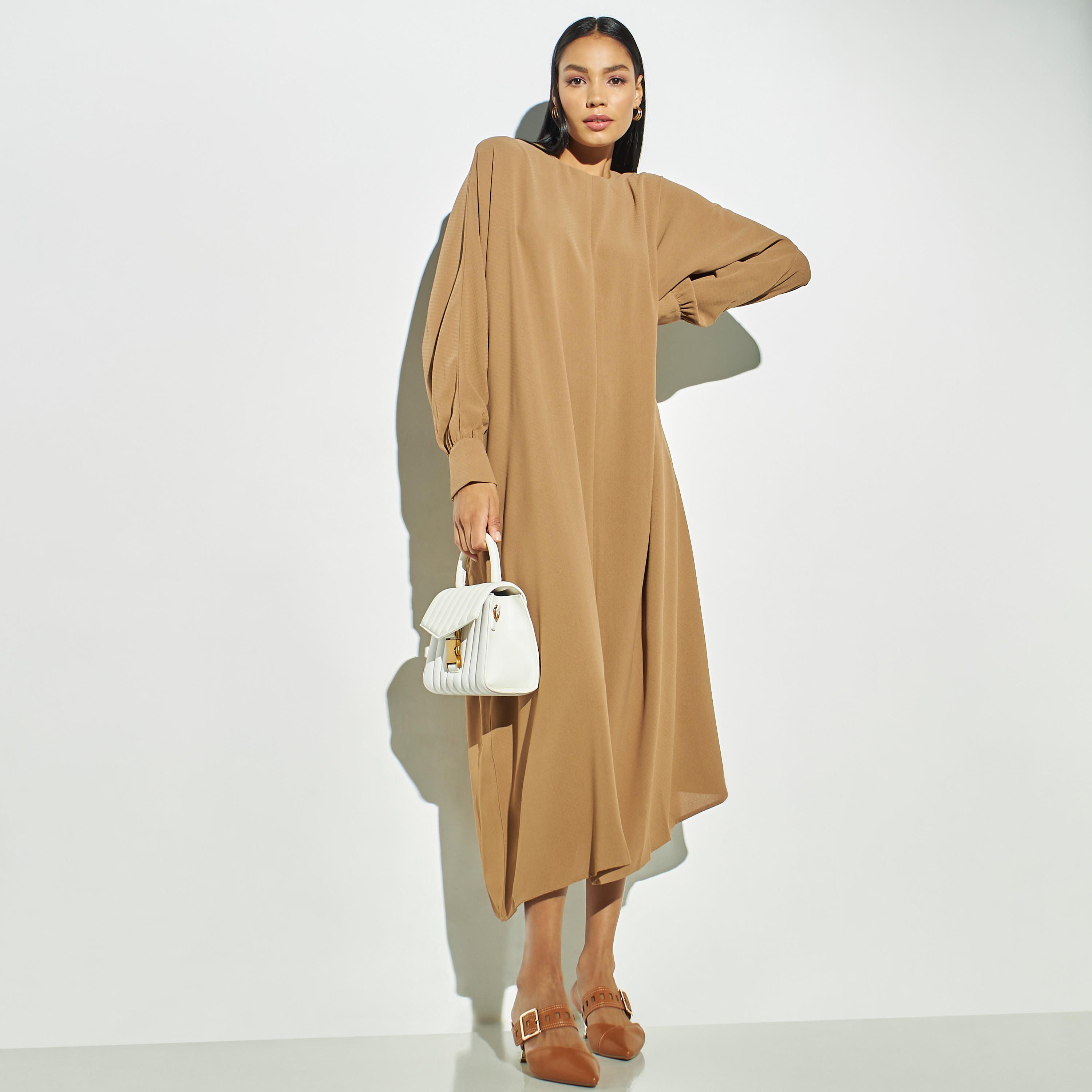 Iconic Solid Round Neck Maxi Dress with Pockets-women-clothing-dresses-image-1