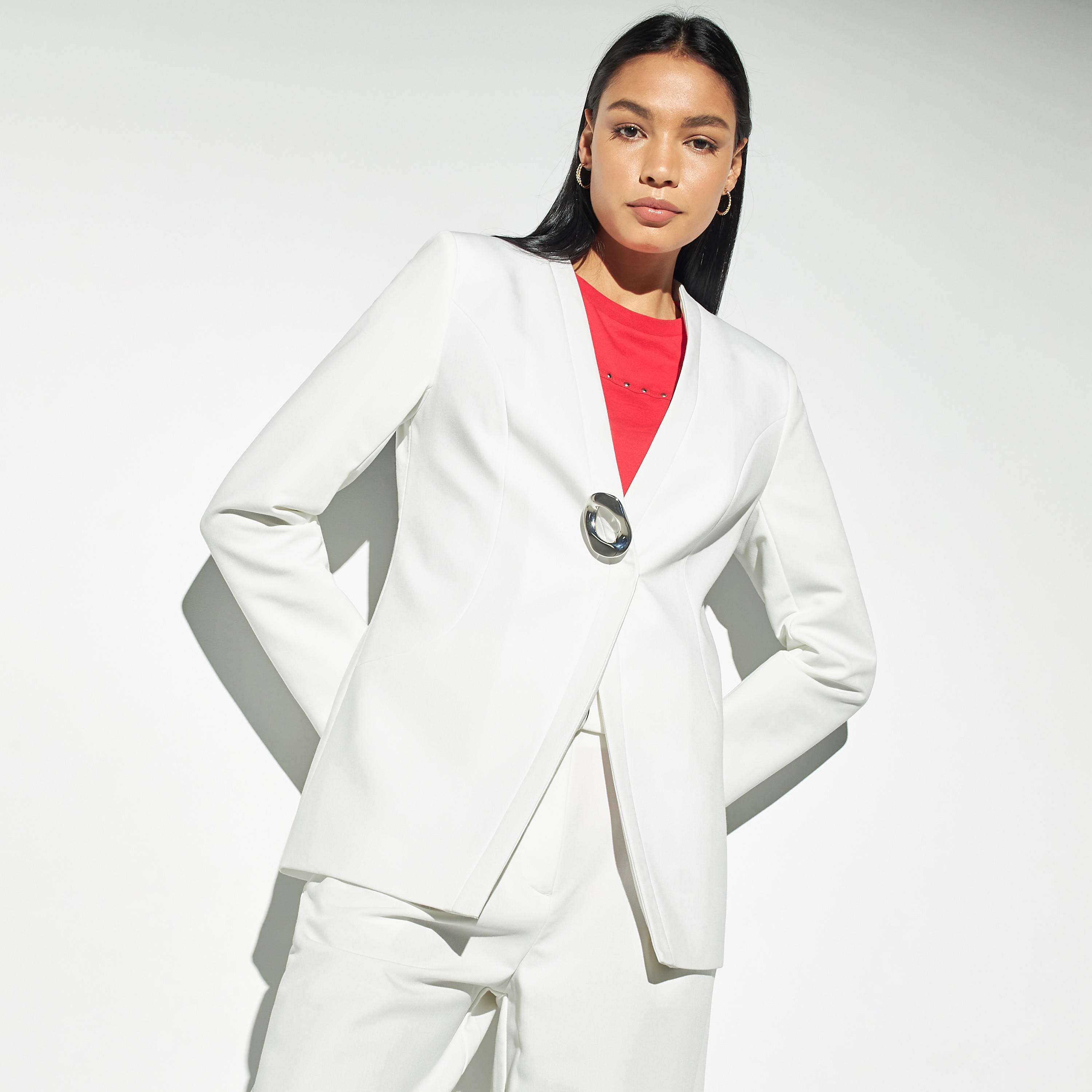 Iconic Solid Blazer with Metal Accent-women-clothing-coatsandjackets-blazers-image-1