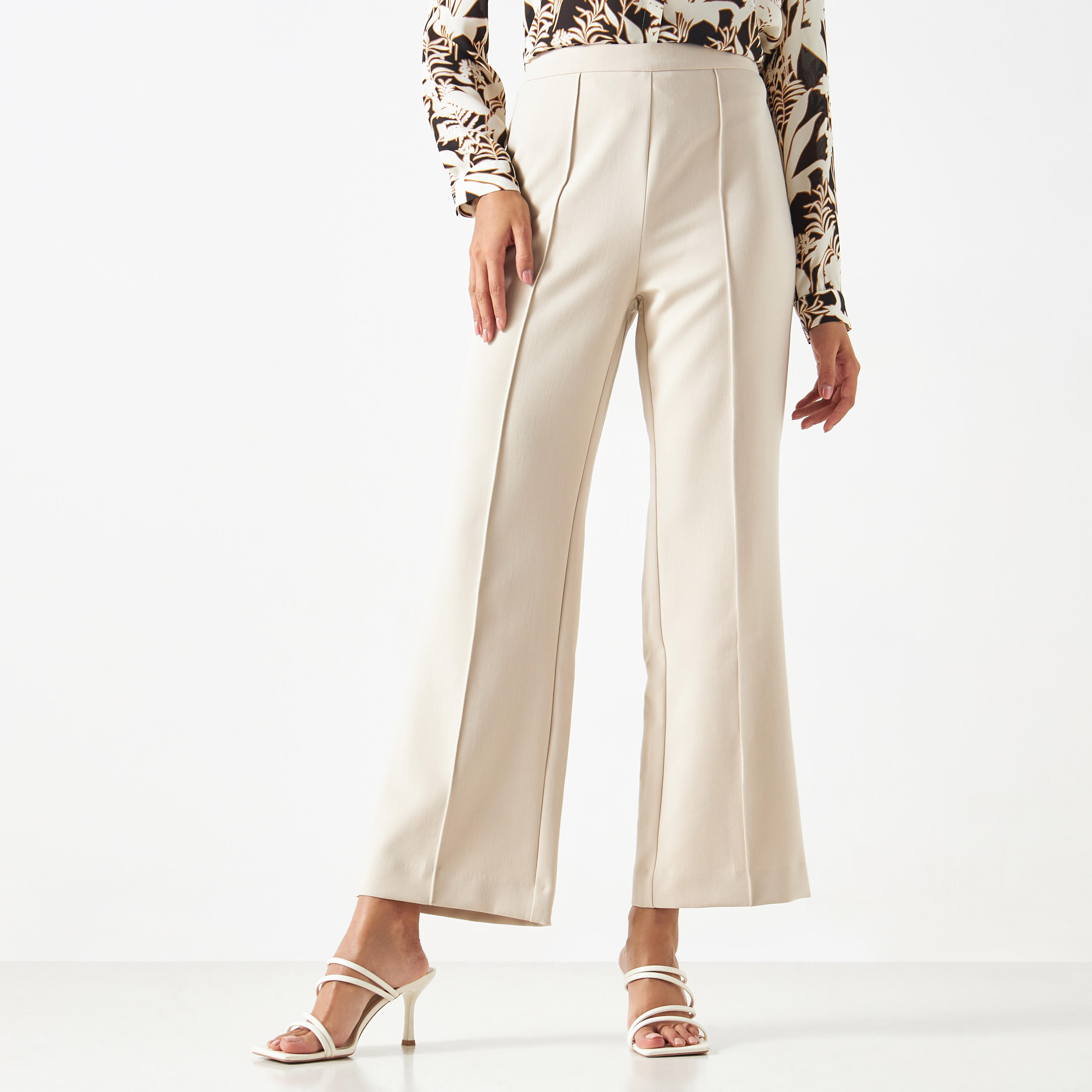 Iconic Pintuck Detail Flared Pants with Zip Closure-women-clothing-bottoms-trousers-image-1