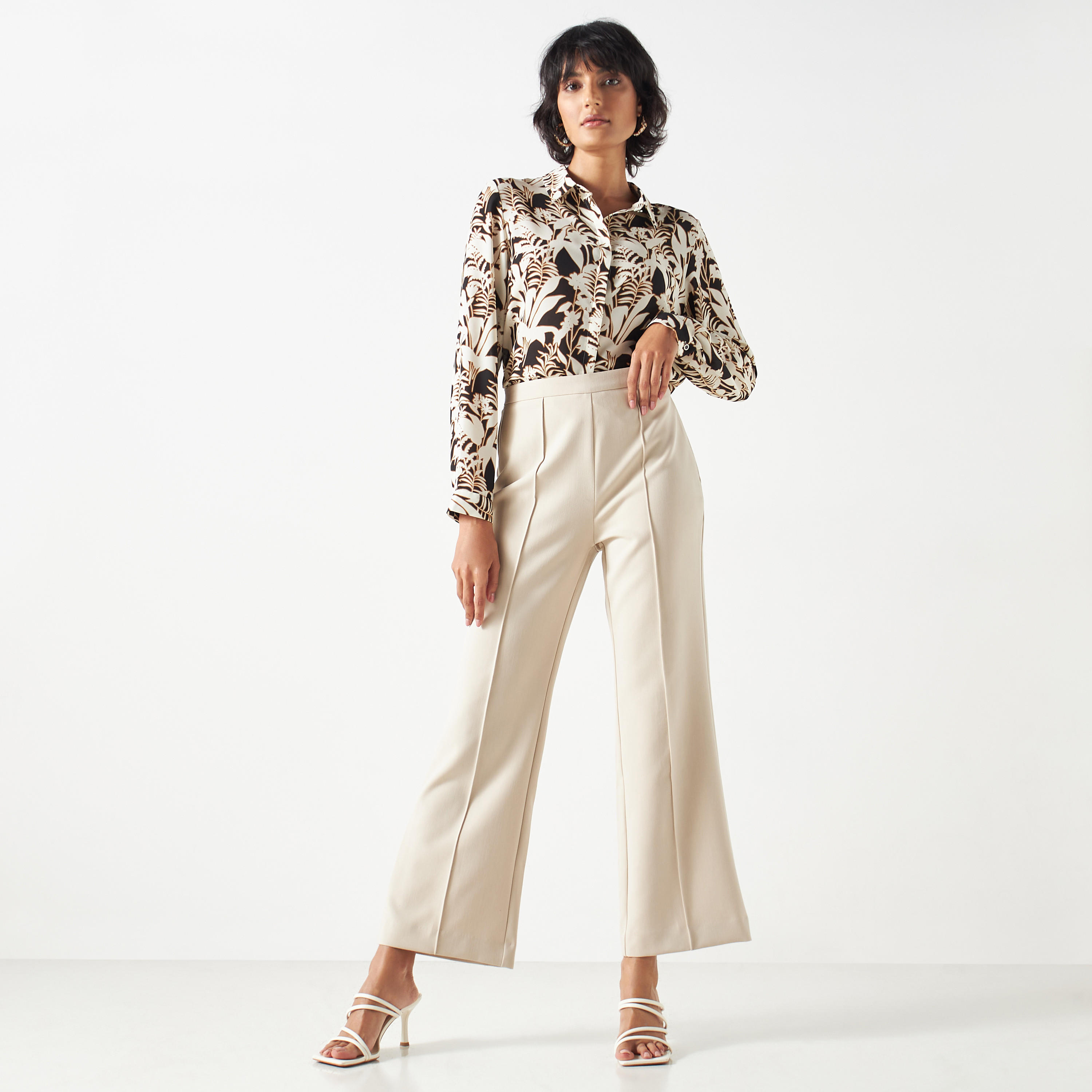 Iconic Pintuck Detail Flared Pants with Zip Closure-women-clothing-bottoms-trousers-image-2