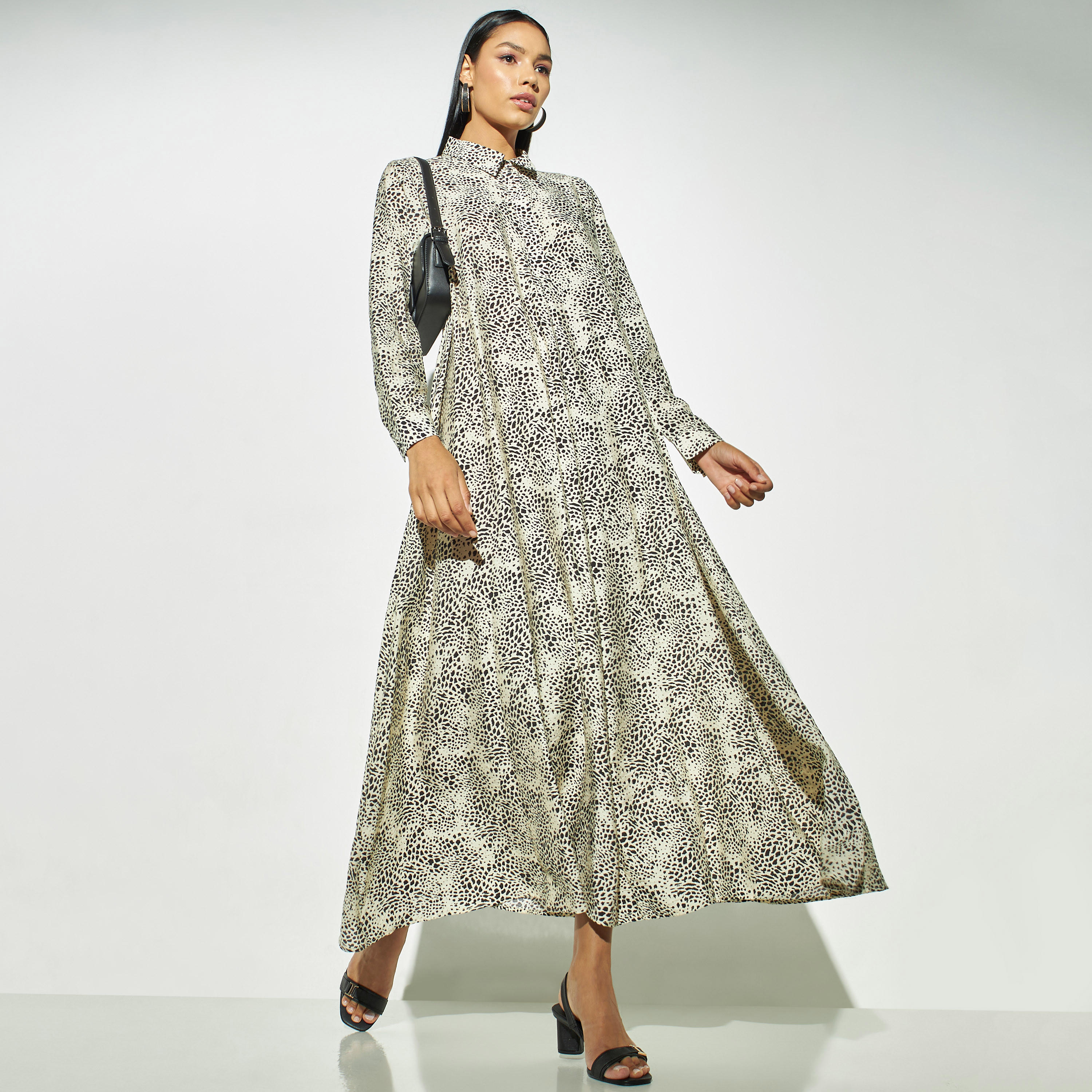 فستان بأكمام طويلة وطبعات من آيكونيك-women-clothing-dresses-image-1