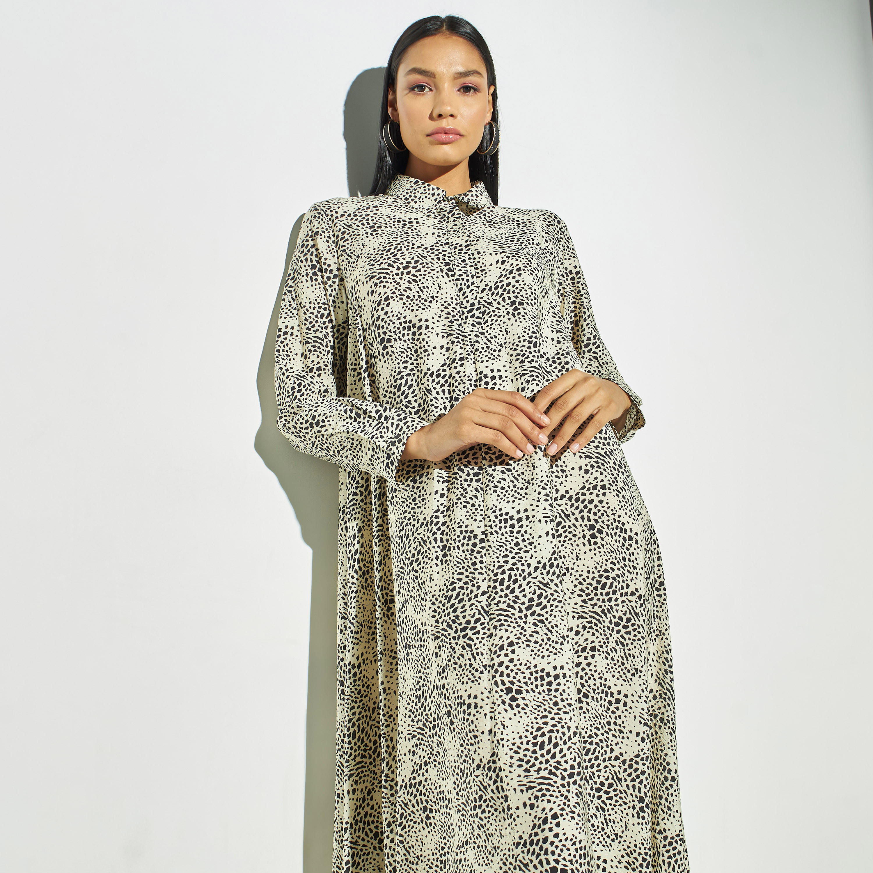 فستان بأكمام طويلة وطبعات من آيكونيك-women-clothing-dresses-image-2