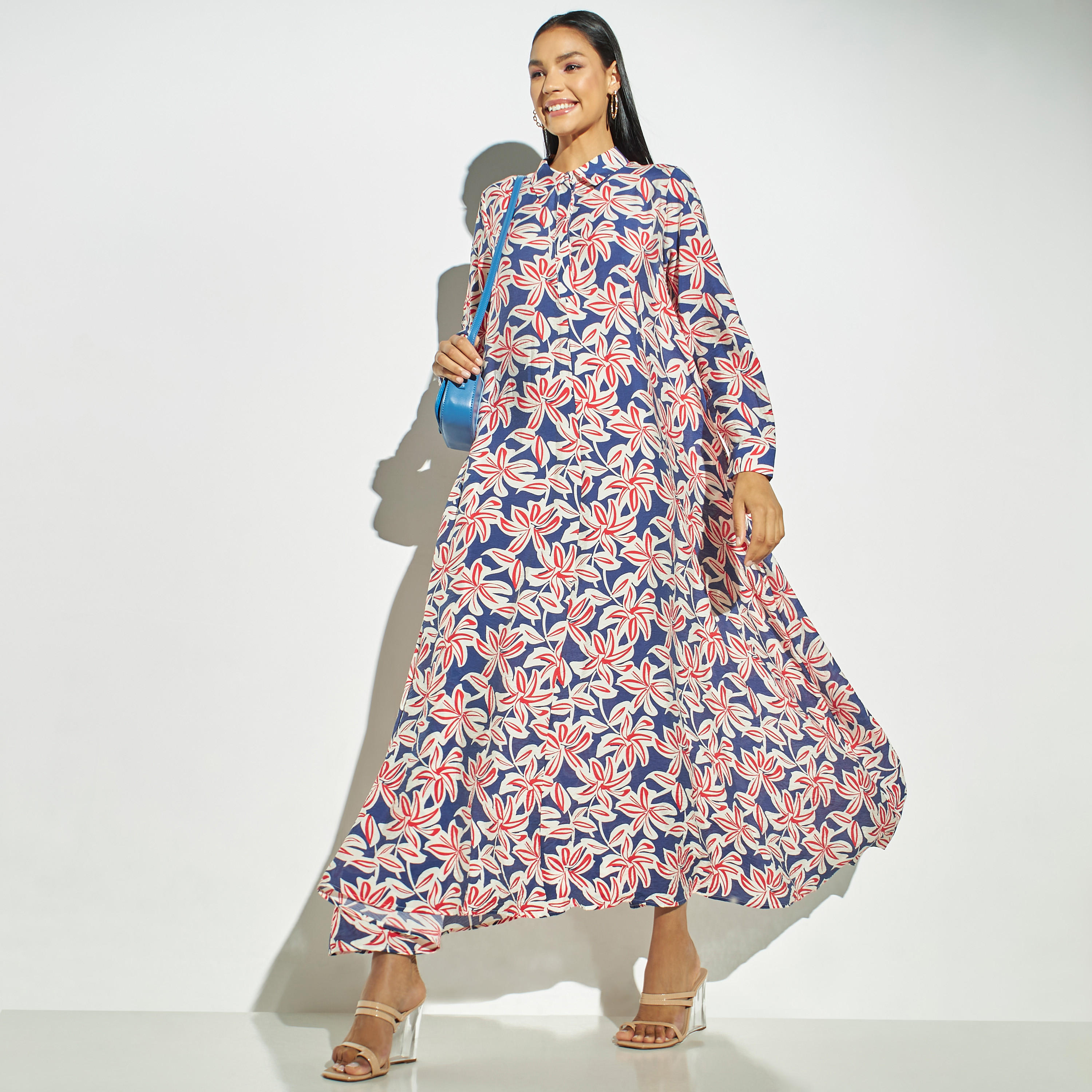 فستان بأكمام طويلة وطبعات زهرية من آيكونيك-women-clothing-dresses-image-1