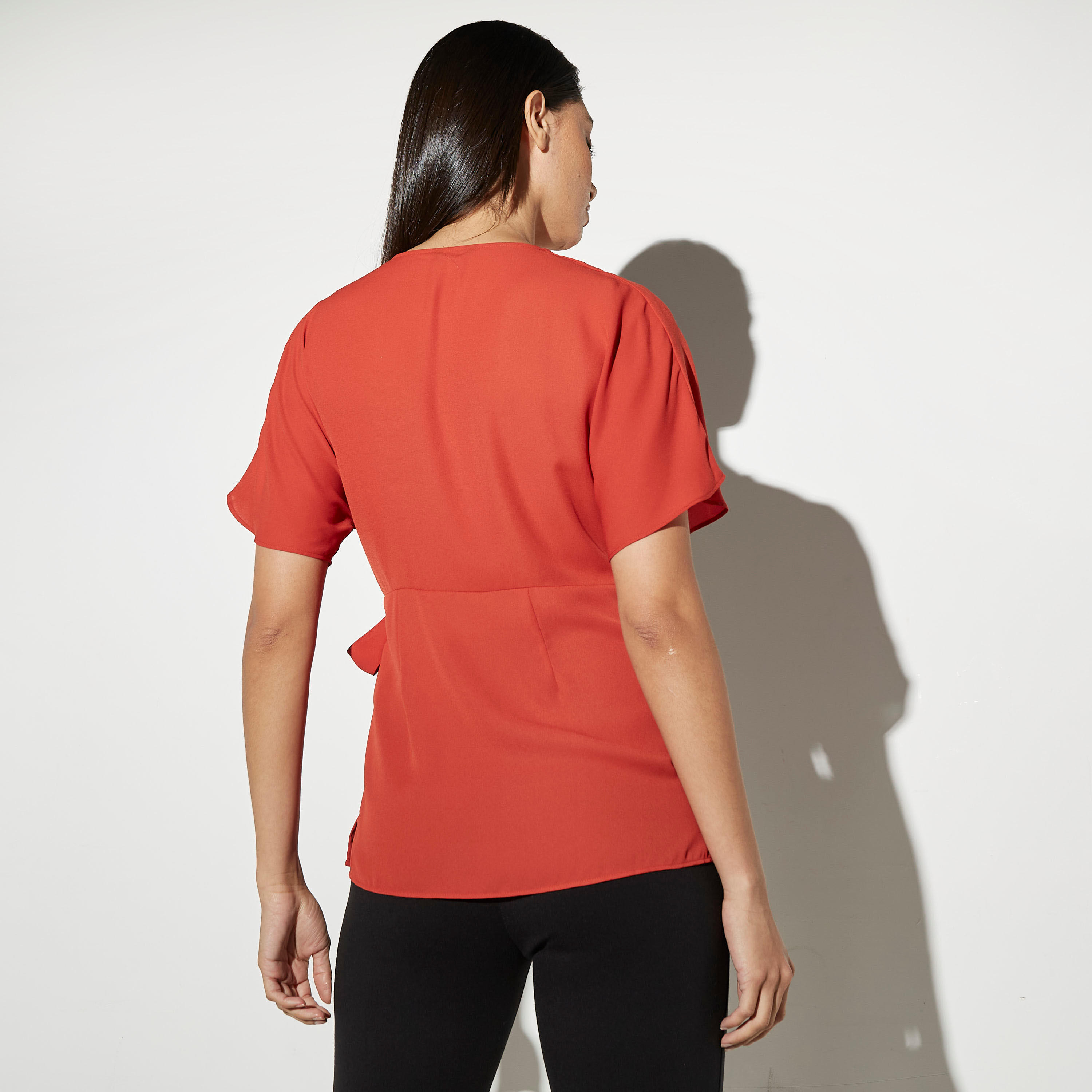 Iconic Solid V-Neck Wrap Top with Tie-Ups-women-clothing-shirtsandblouses-blouses-image-2