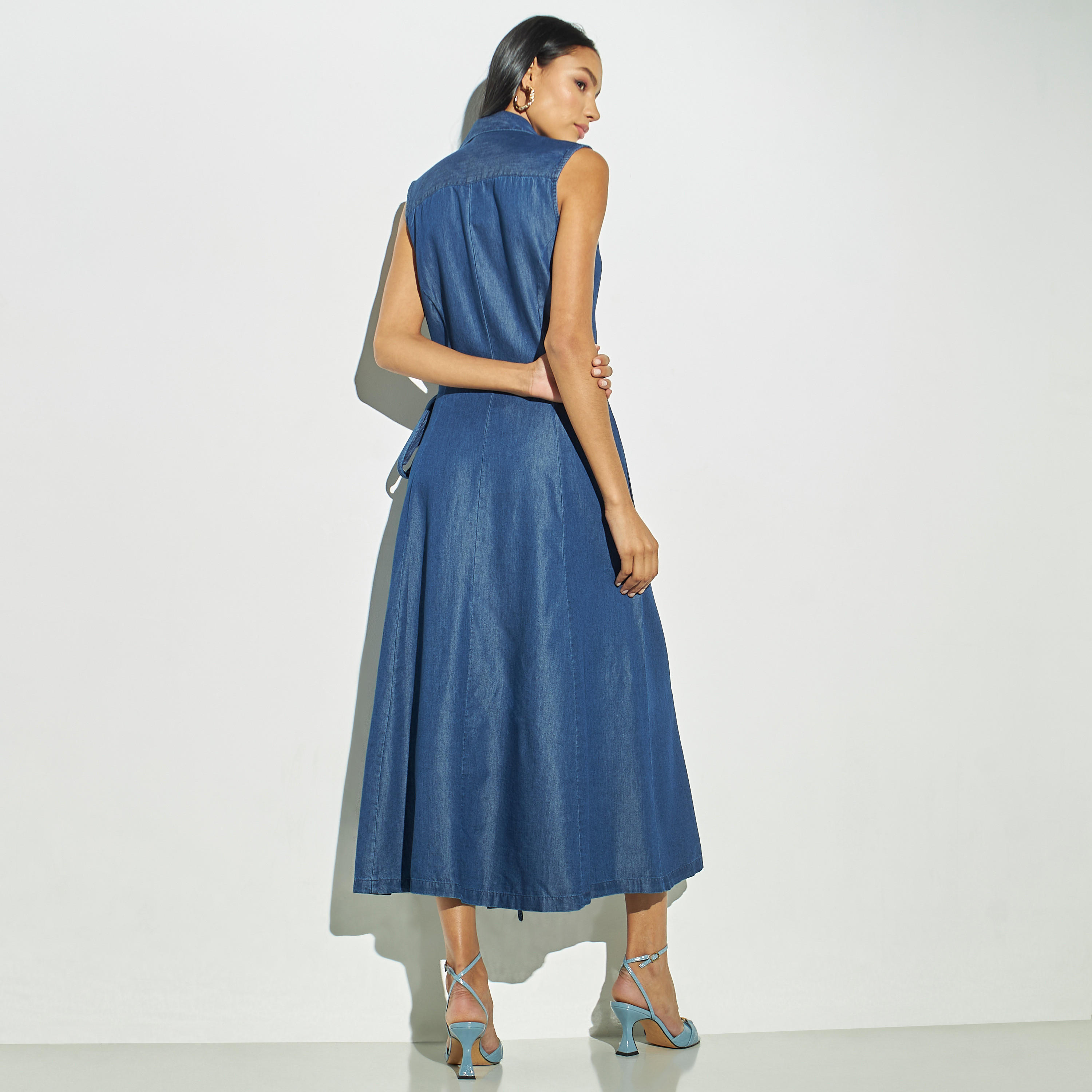 فستان ملفوف سادة بدون أكمام مع أربطة وجيوب من آيكونك-women-clothing-dresses-image-3