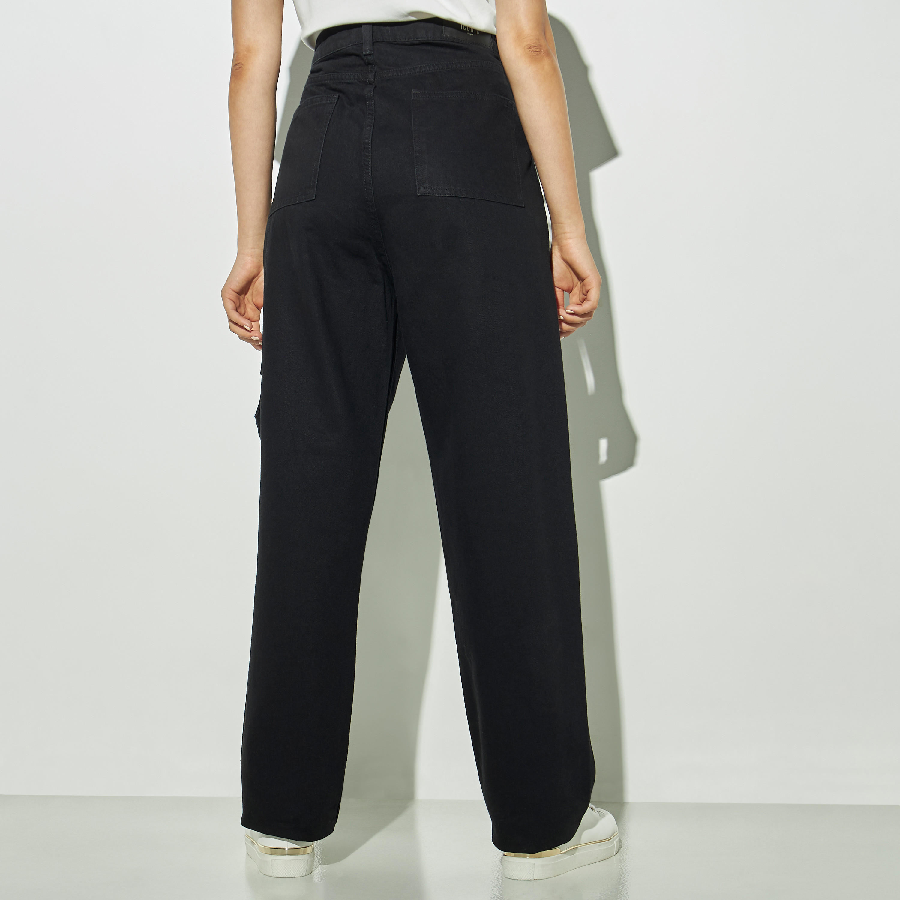 Iconic Solid Wide Leg Carpenter Jeans with Button Closure-women-clothing-bottoms-jeans-image-3