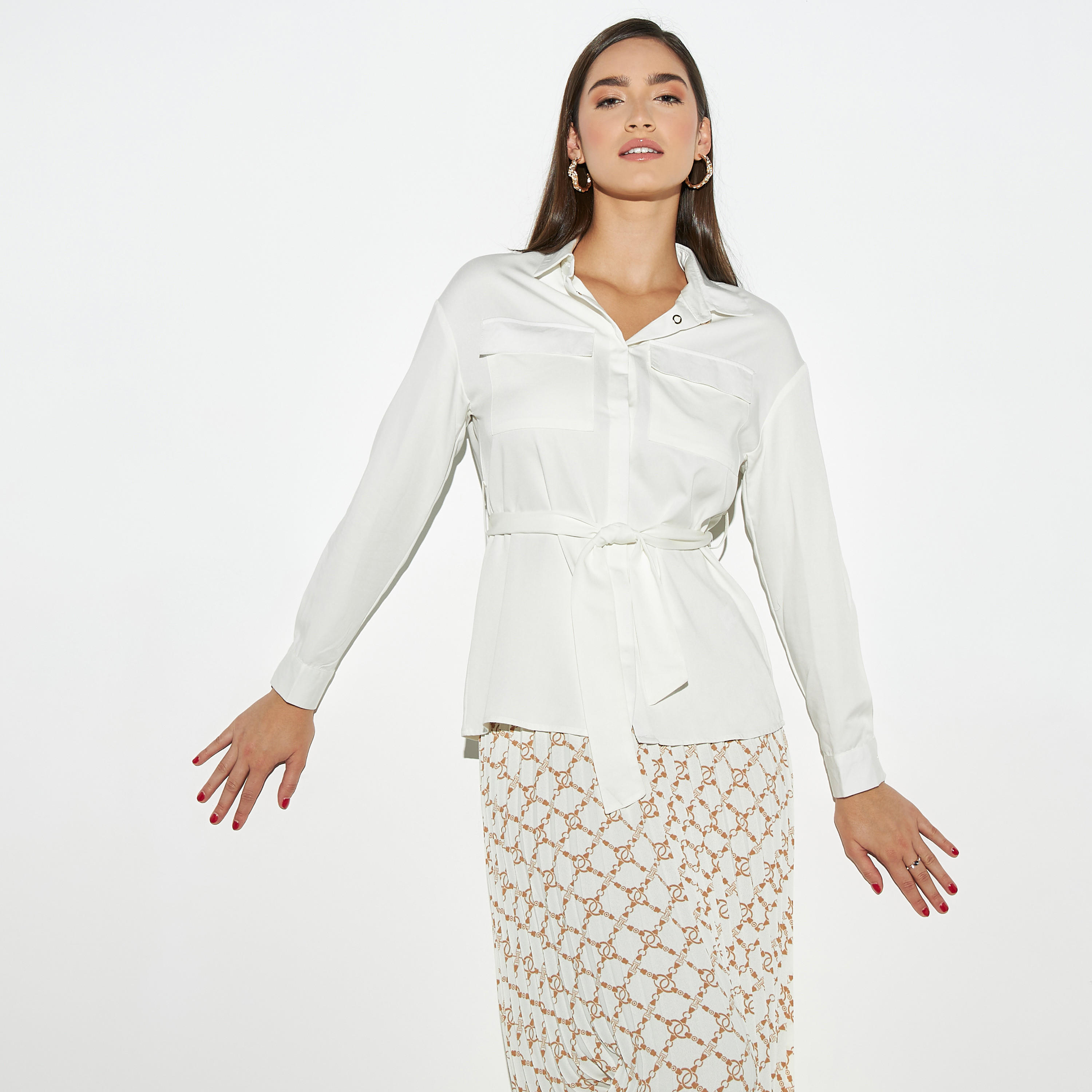 Iconic Solid Belted Shacket with Flap Pockets-women-clothing-shirtsandblouses-blouses-image-1