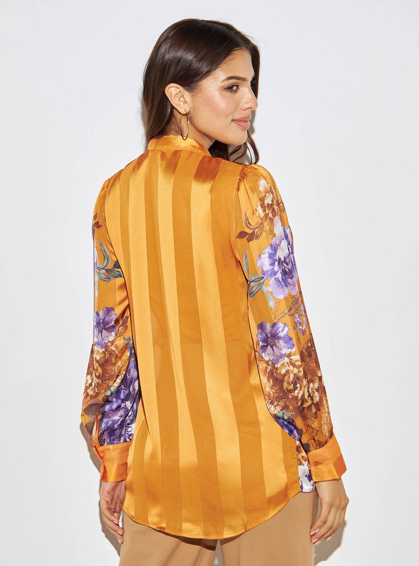 بلوزة بأكمام طويلة وأربطة وطبعات من آيكونك-women-clothing-shirtsandblouses-blouses-image-3