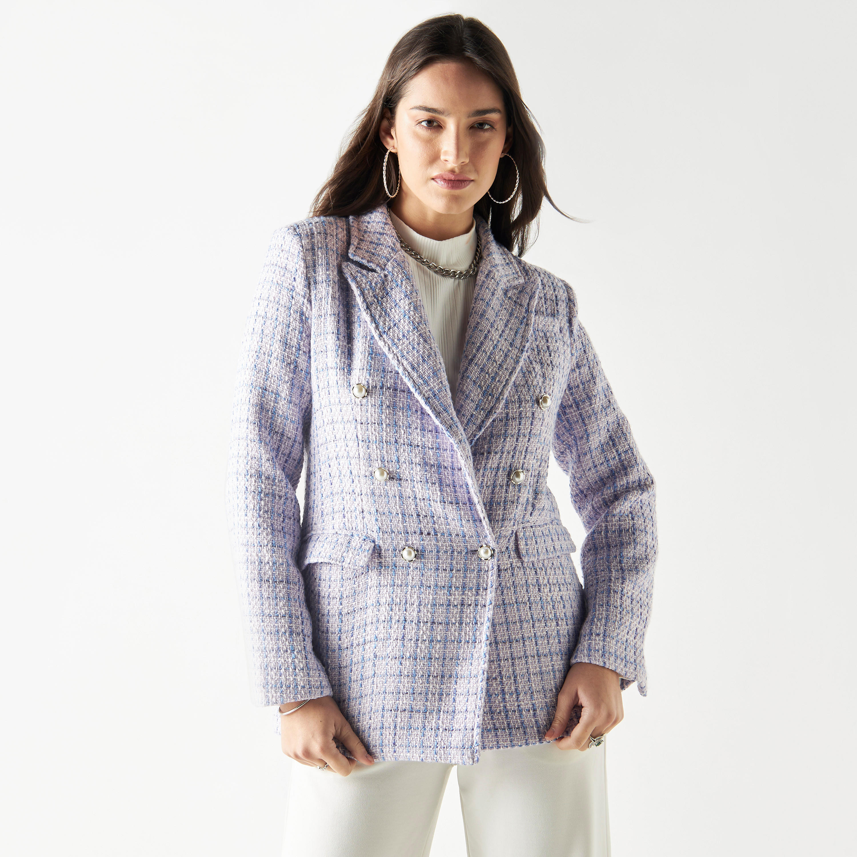Iconic Textured Blazer with Notch Lapel and Pockets-women-clothing-coatsandjackets-blazers-image-1