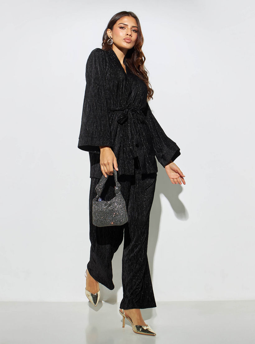 كيمونو بارز الملمس بحزام من آيكونك-women-clothing-shirtsandblouses-blouses-image-3