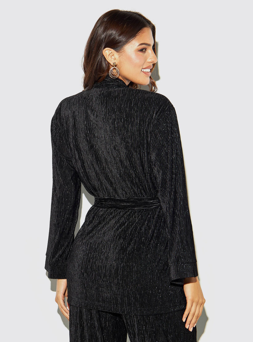 كيمونو بارز الملمس بحزام من آيكونك-women-clothing-shirtsandblouses-blouses-image-2