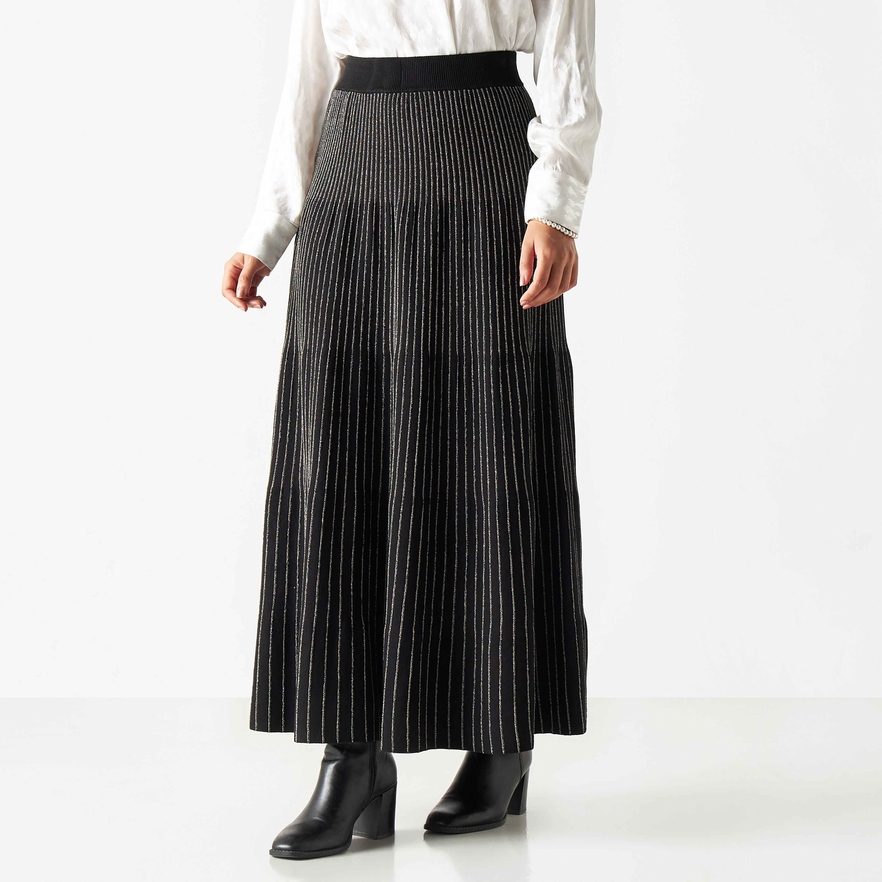 Iconic Textured Skirt with Elasticated Waistband-women-clothing-bottoms-skirts-image-1