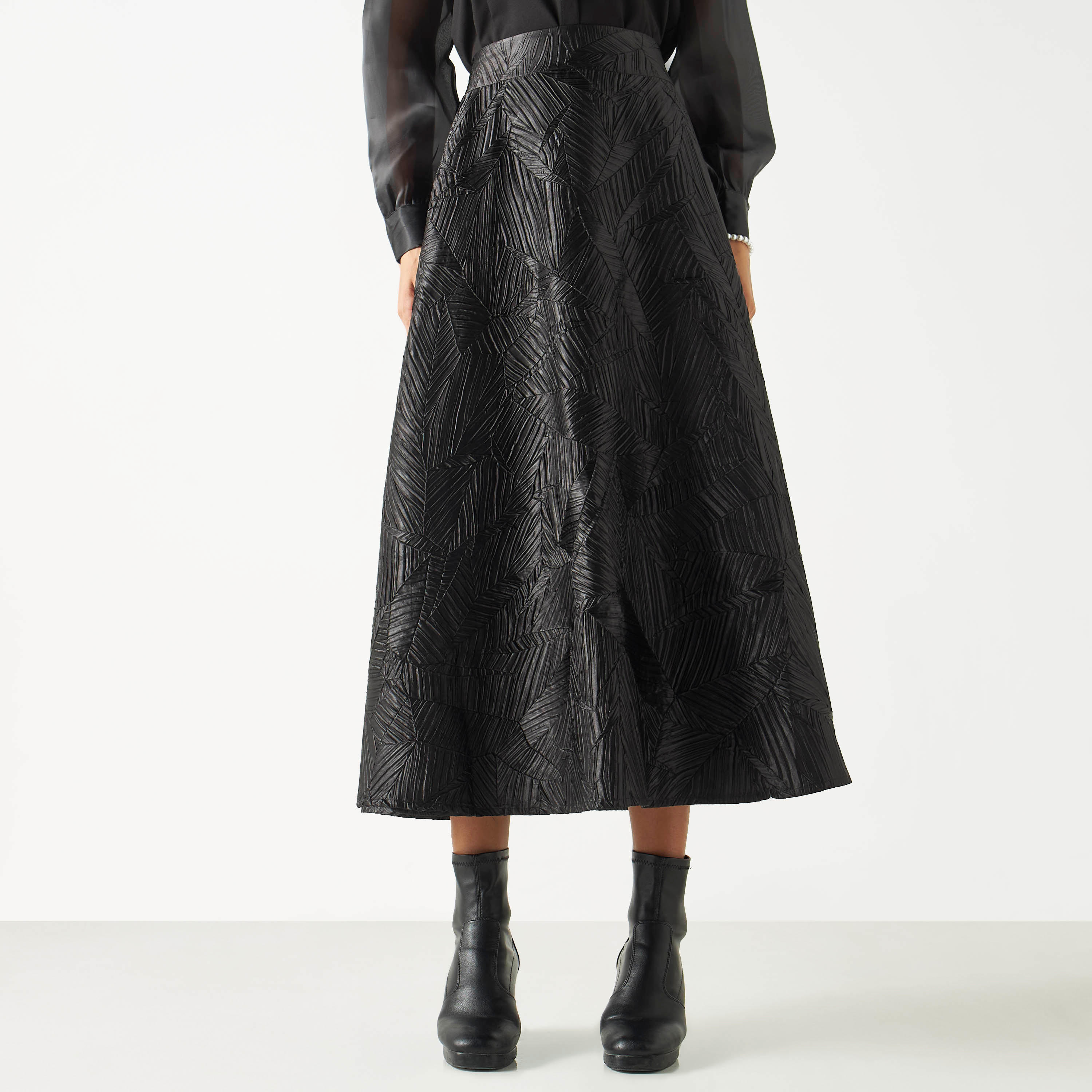 Iconic Textured A-line Skirt with Zip Closure-women-clothing-bottoms-skirts-image-1