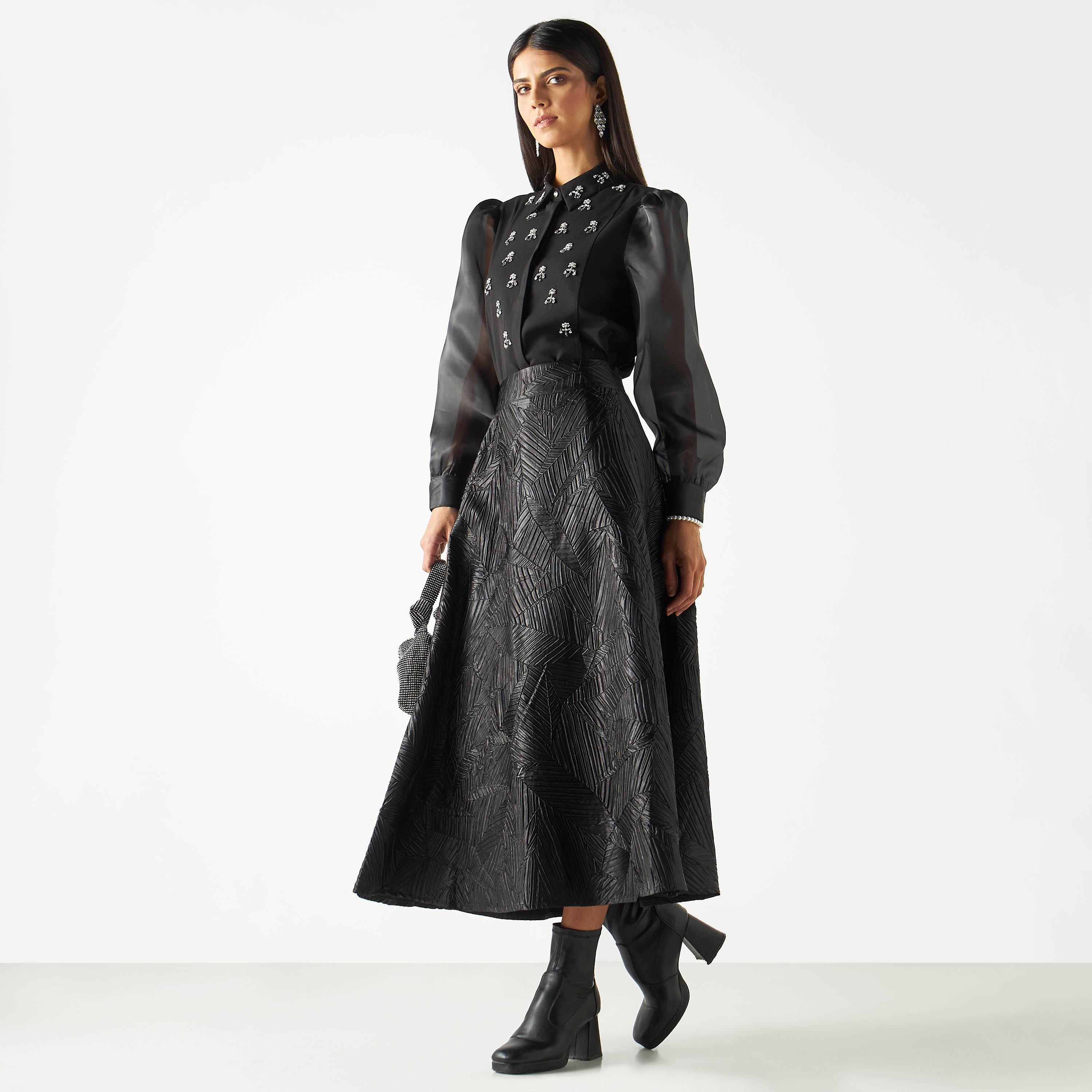 Iconic Textured A-line Skirt with Zip Closure-women-clothing-bottoms-skirts-image-2