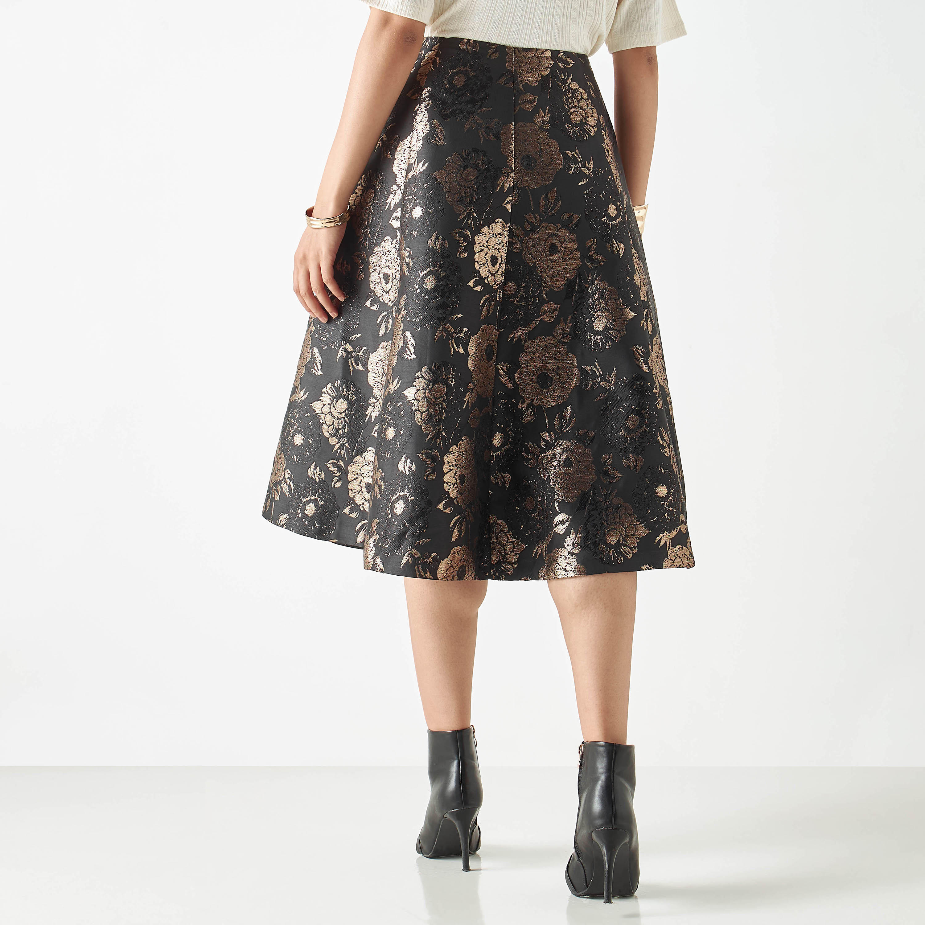 تنورة ميدي بارزة الملمس إيه لاين بسحاب إغلاق من آيكونك-women-clothing-bottoms-skirts-image-3