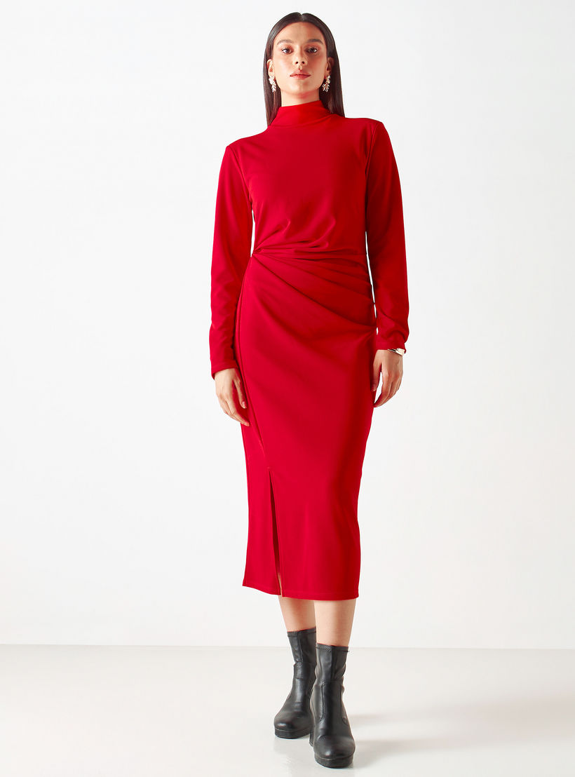 فستان متوسط الطول بياقة عالية من آيكونك-women-clothing-dresses-image-1
