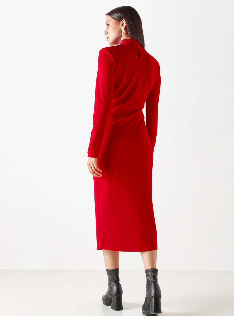 فستان متوسط الطول بياقة عالية من آيكونك-women-clothing-dresses-image-3