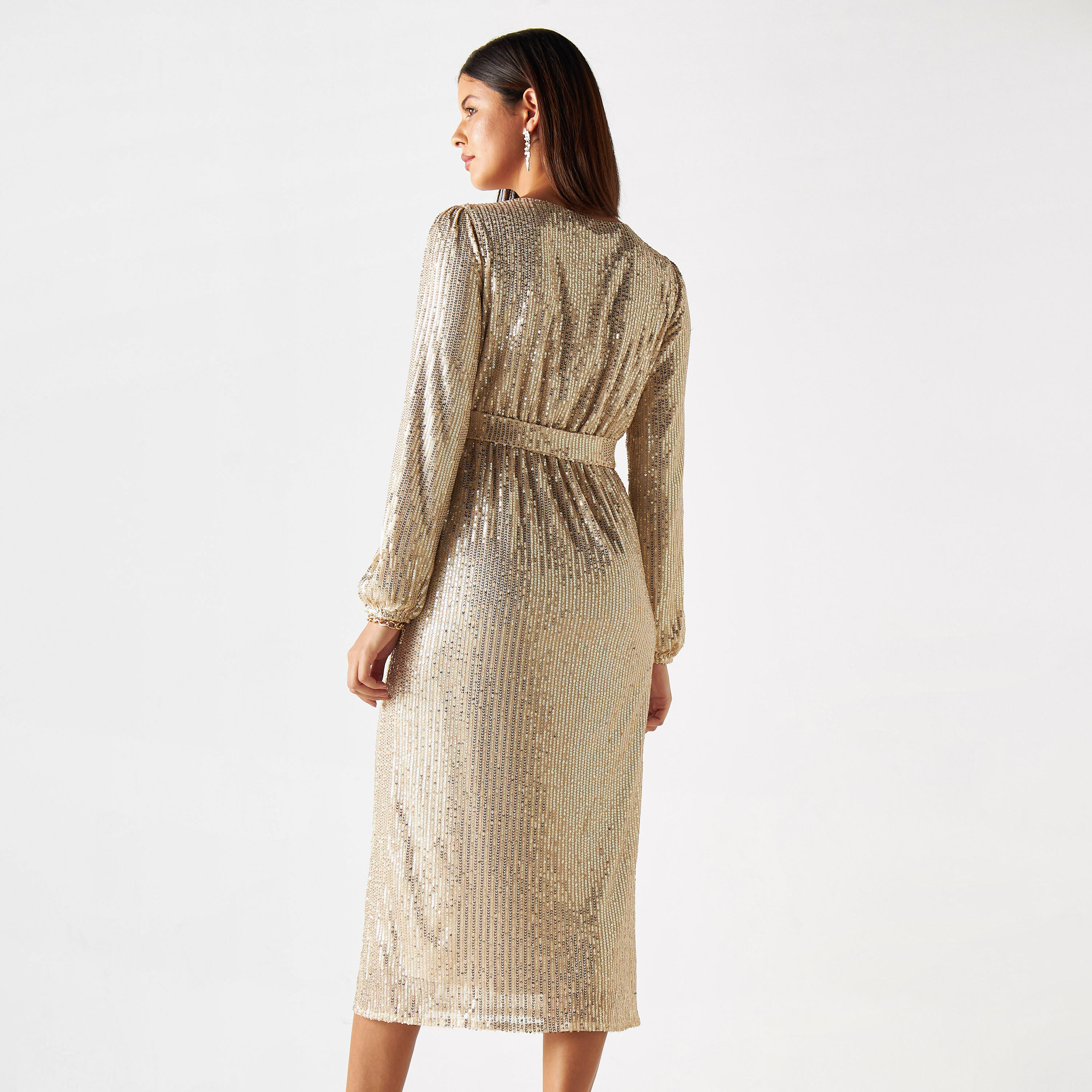 فستان مزيّن بحزام ربط وأكمام طويلة من آيكونيك-women-clothing-dresses-image-3