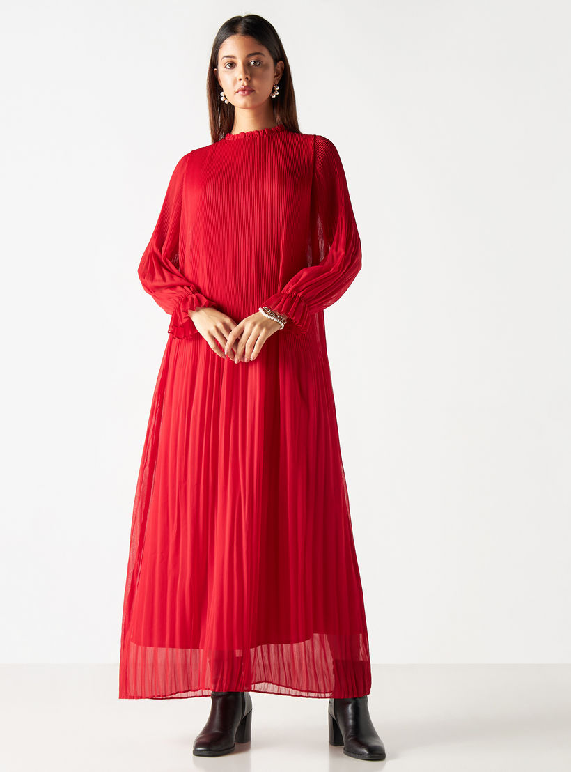 فستان بكُسرات وأكمام طويلة من آيكونك-women-clothing-dresses-image-1