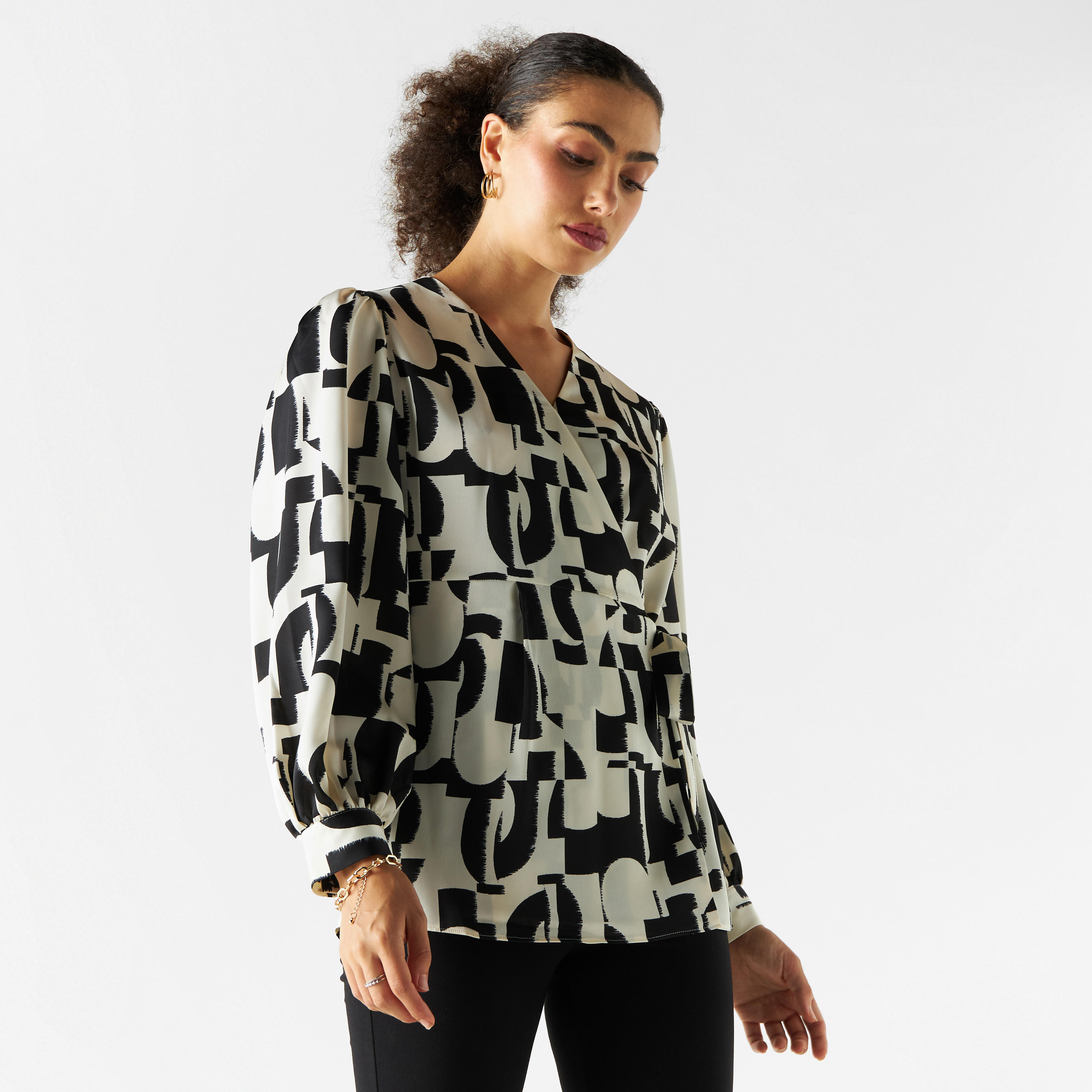 Iconic All-Over Print Wrap Top with Long Sleeves-women-clothing-shirtsandblouses-blouses-image-1