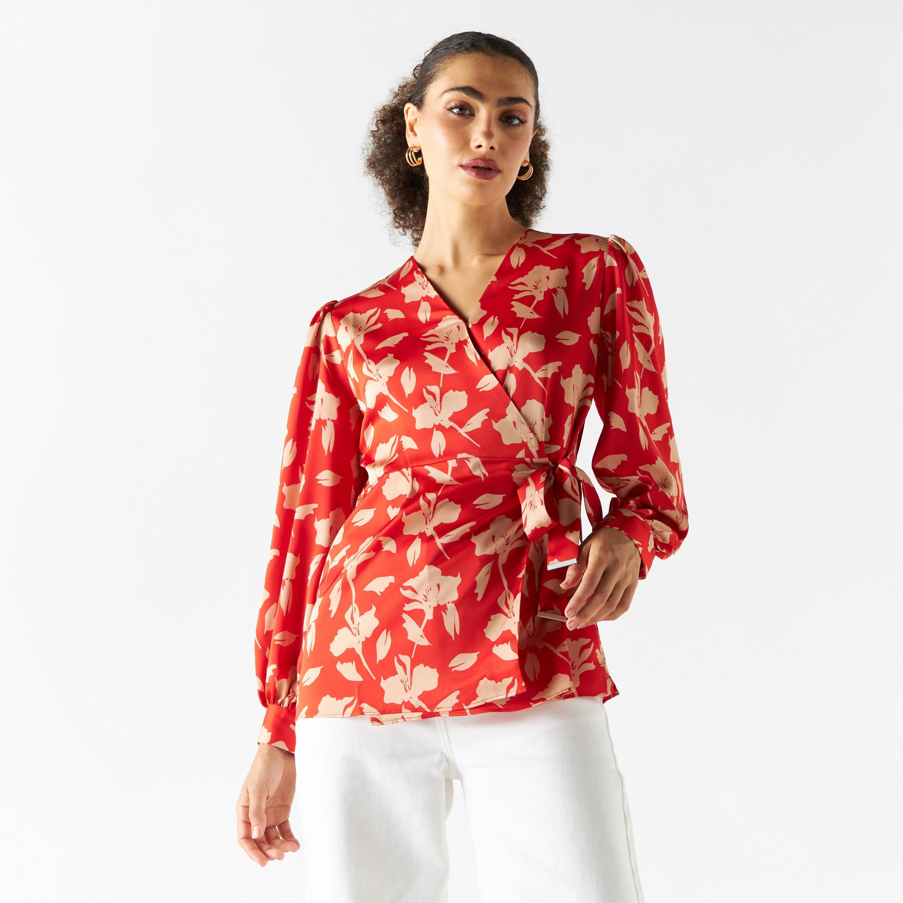 بلوزة ملفوفة بأكمام طويلة وطبعات من آيكونيك-women-clothing-shirtsandblouses-blouses-image-3