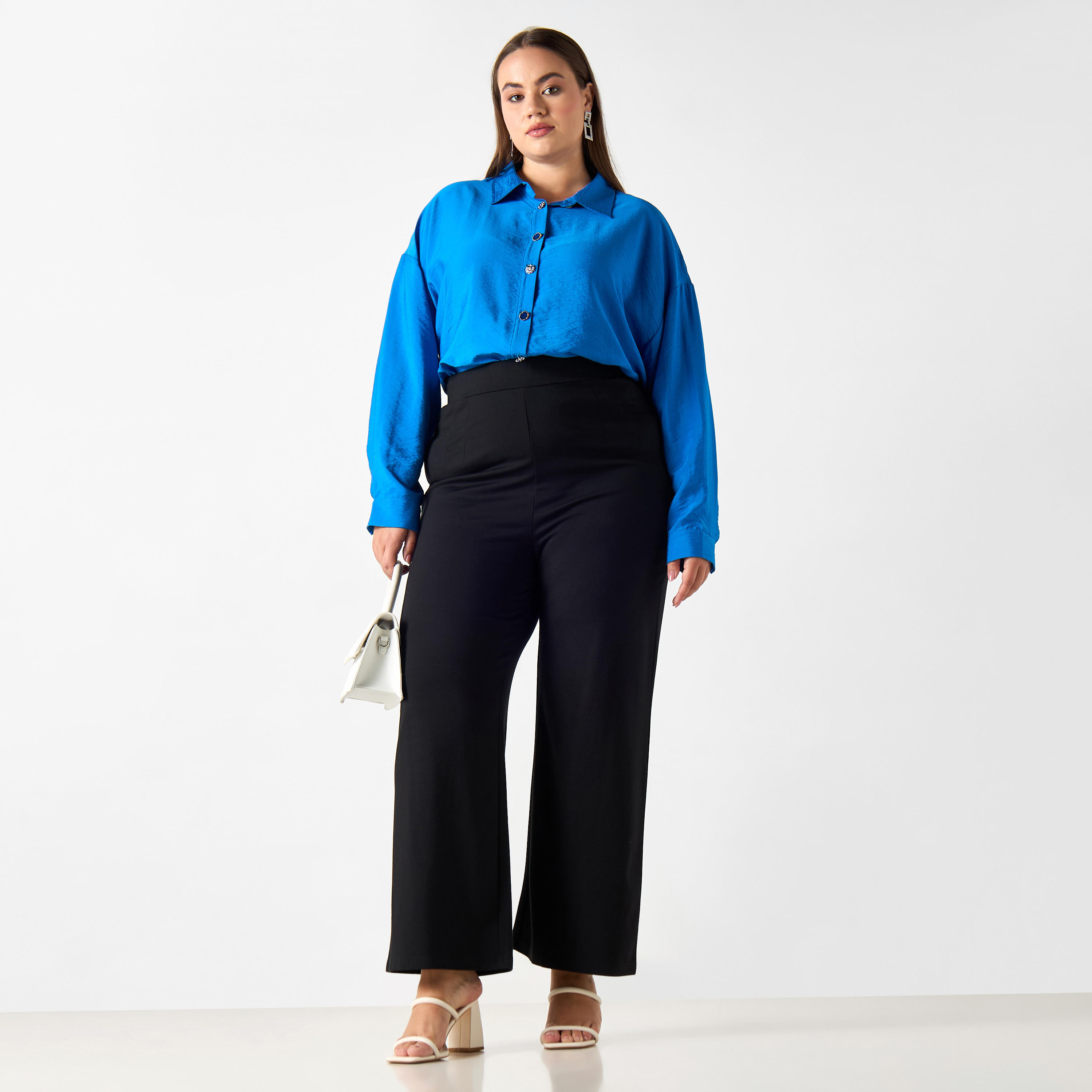 قميص مقاس واسع بارز الملمس بأكمام طويلة من آيكونيك-women-clothing-shirtsandblouses-blouses-image-2
