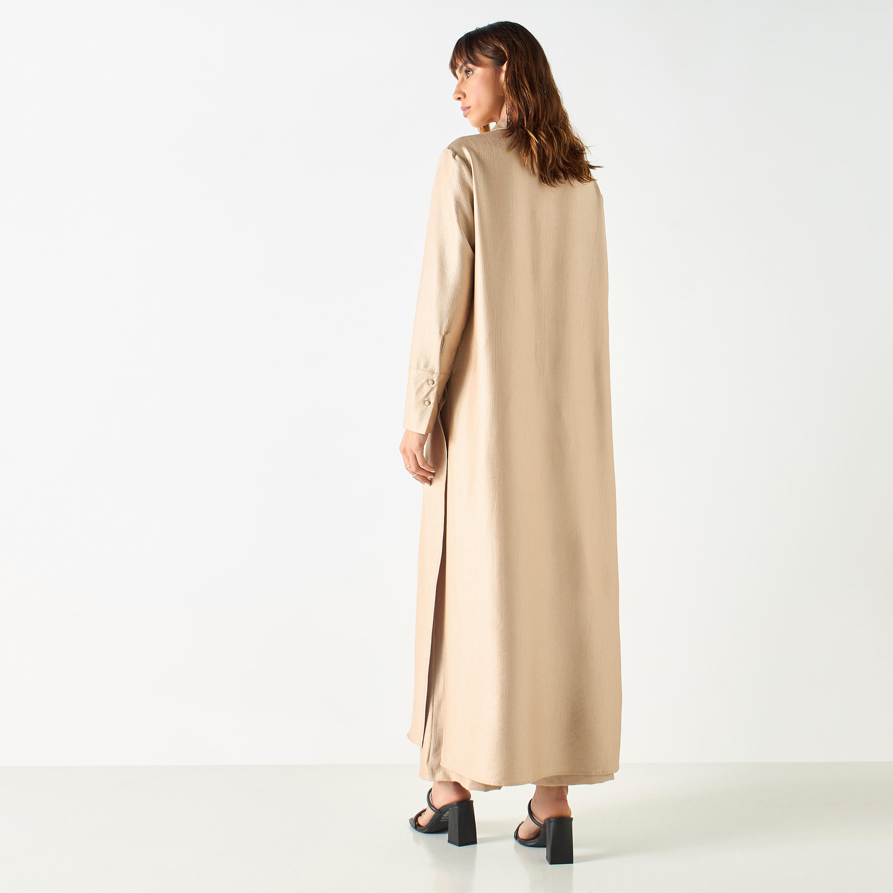 Iconic Textured Longline Shirt Tunic with Long Sleeves and Slit Detail-women-clothing-shirtsandblouses-shirts-image-3