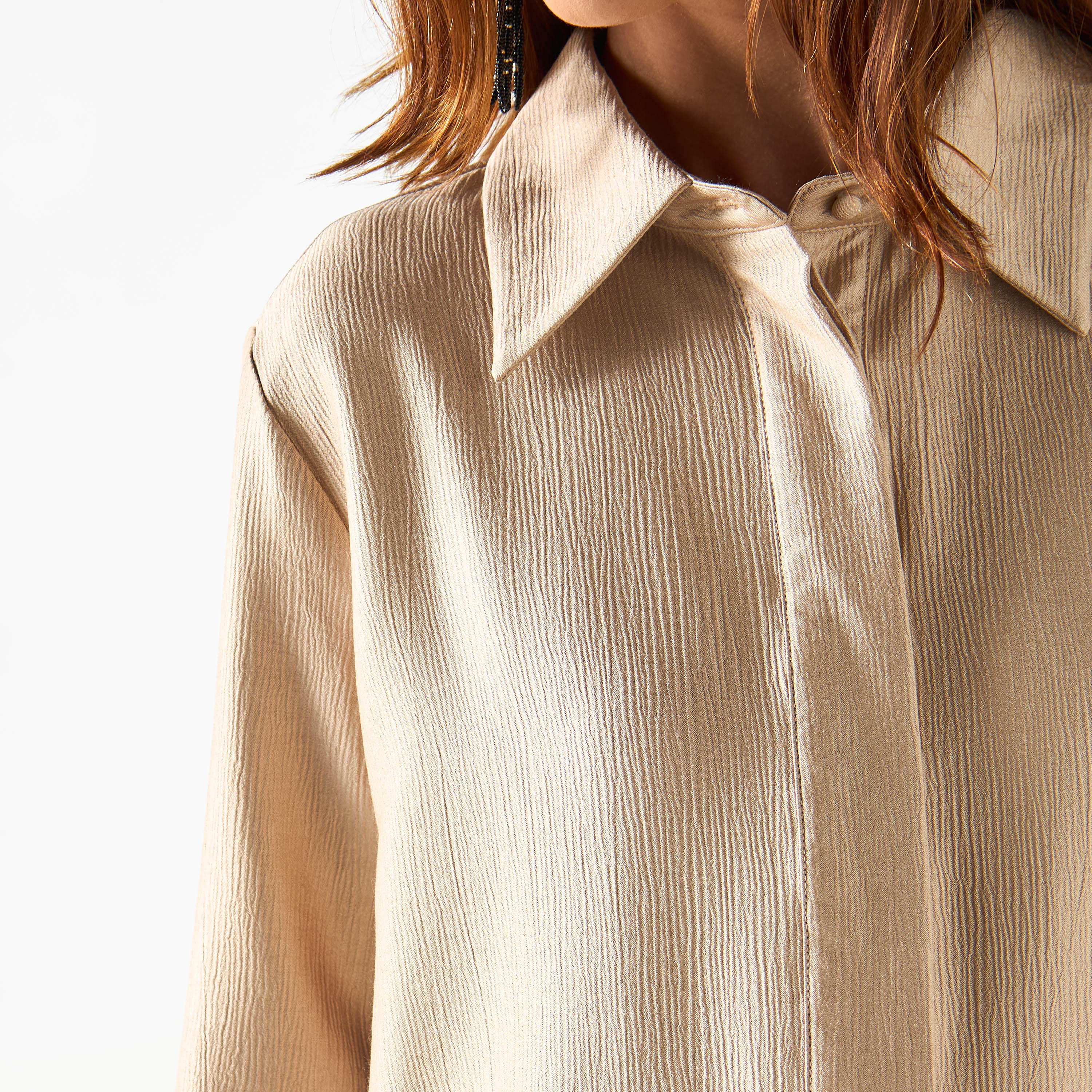 Iconic Textured Longline Shirt Tunic with Long Sleeves and Slit Detail-women-clothing-shirtsandblouses-shirts-image-4