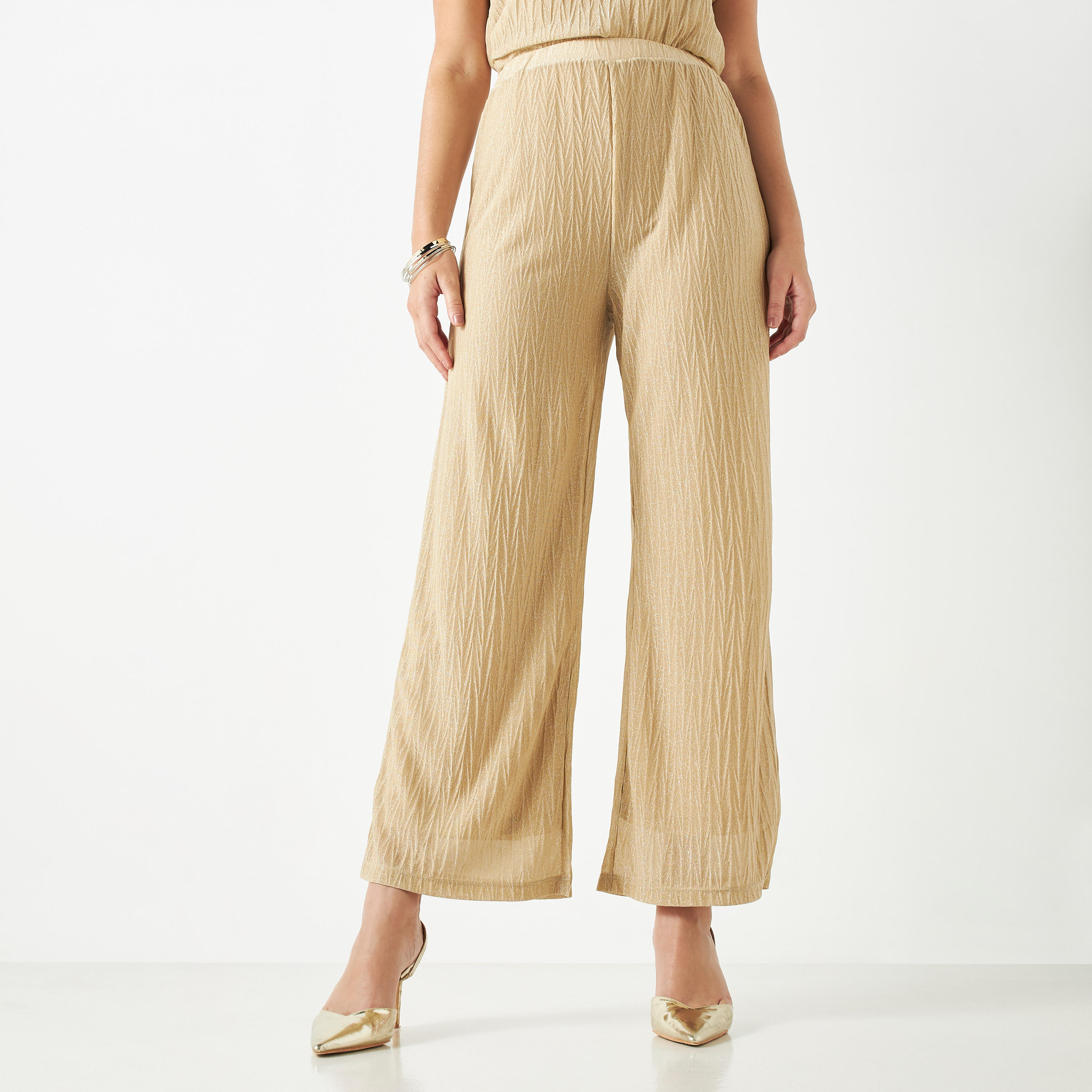 Iconic Textured Flared Knit Pants with Elasticated Waistband-women-clothing-bottoms-trousers-image-1