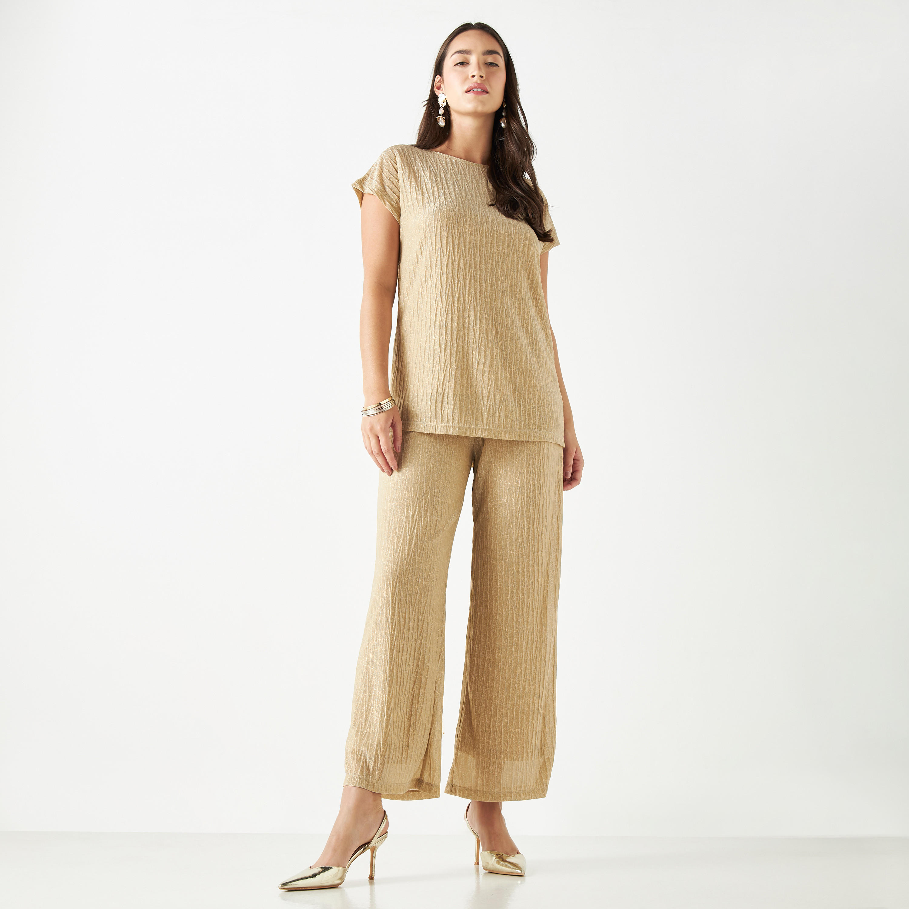 Iconic Textured Flared Knit Pants with Elasticated Waistband-women-clothing-bottoms-trousers-image-2
