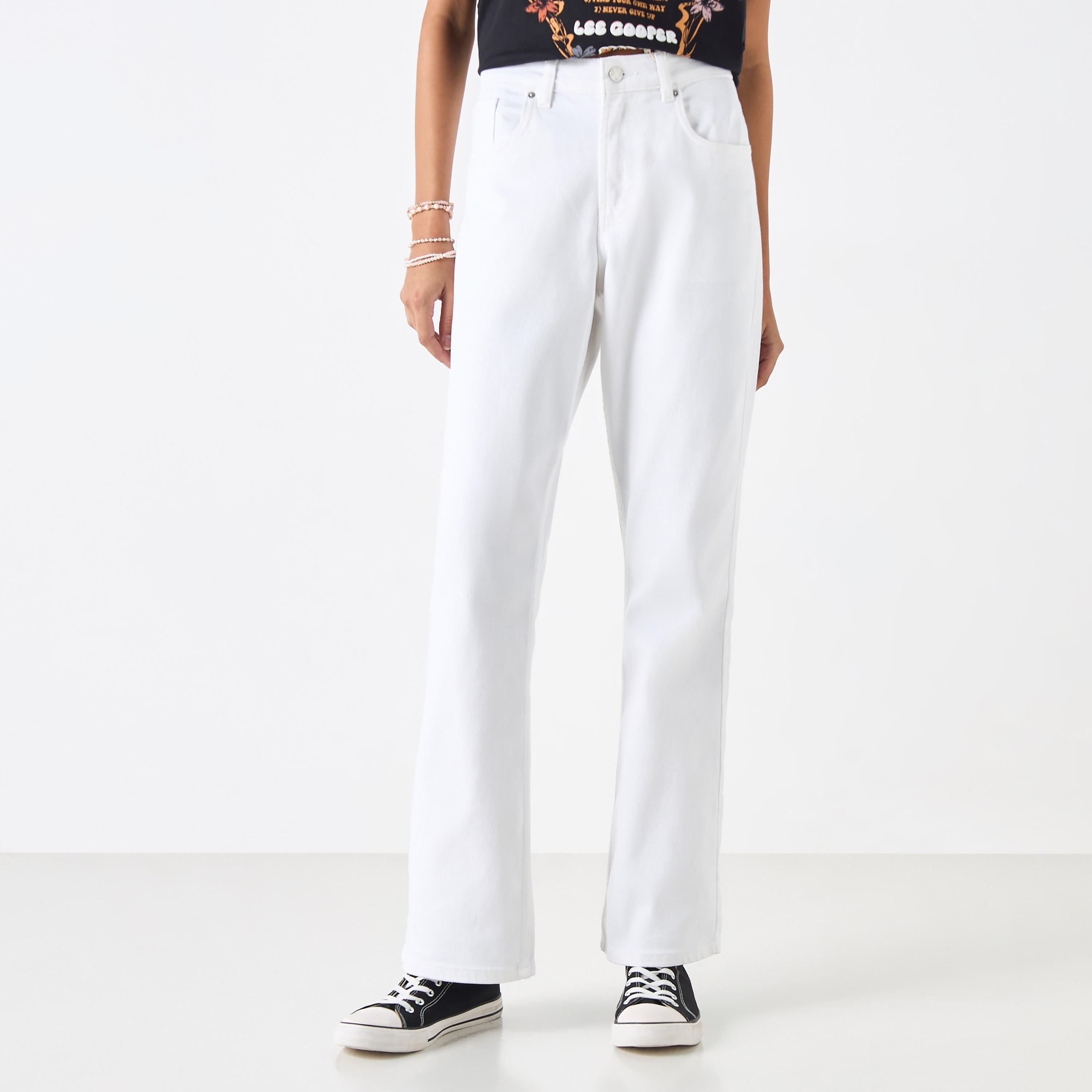 بنطلون جينز سادة واسع الساق مع جيوب من آيكونيك-women-clothing-bottoms-jeans-image-5