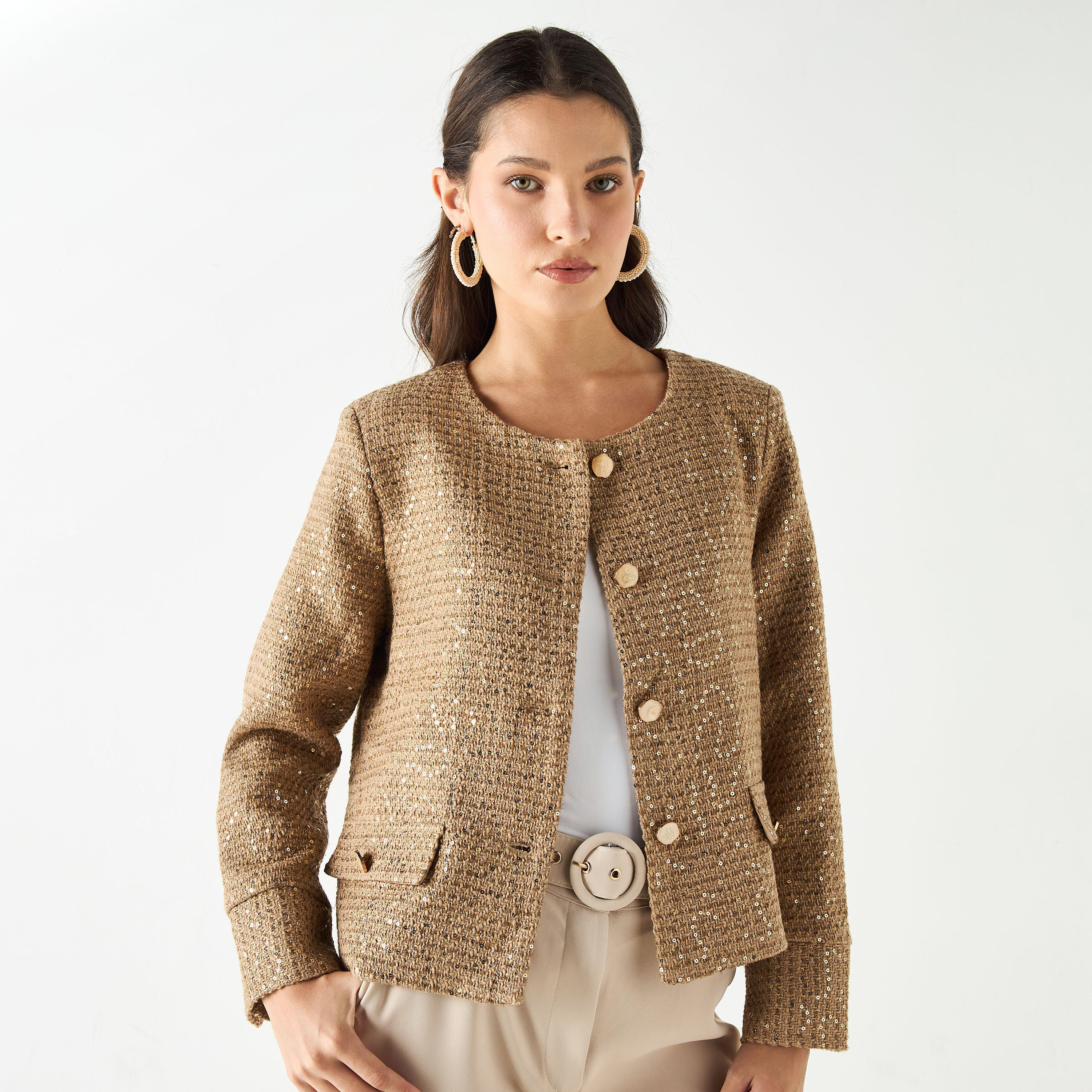 جاكيت مزين بأكمام طويلة وأزرار إغلاق من آيكونيك-women-winterwear-coatsandjackets-jackets-image-4