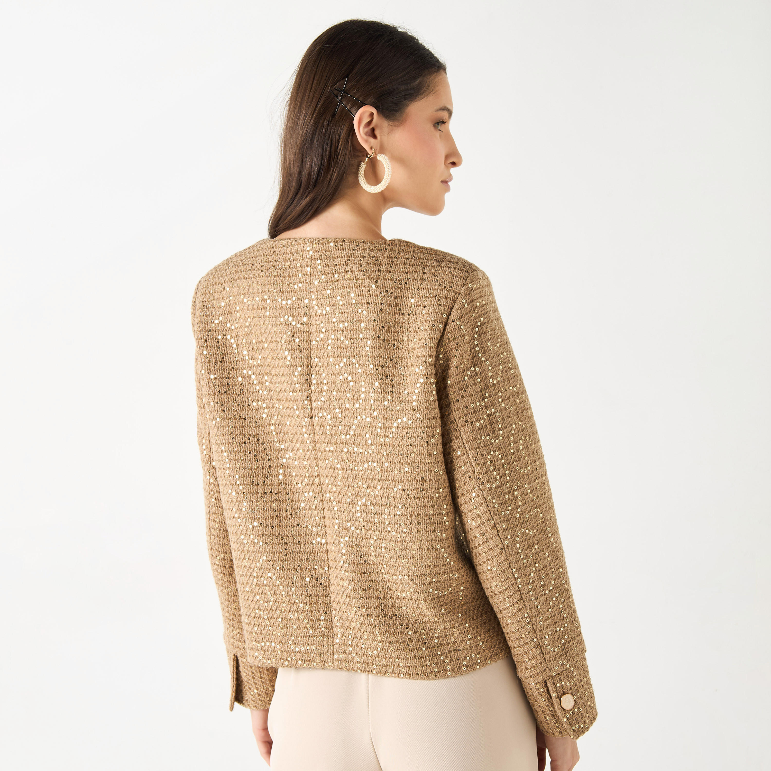 جاكيت مزين بأكمام طويلة وأزرار إغلاق من آيكونيك-women-winterwear-coatsandjackets-jackets-image-2