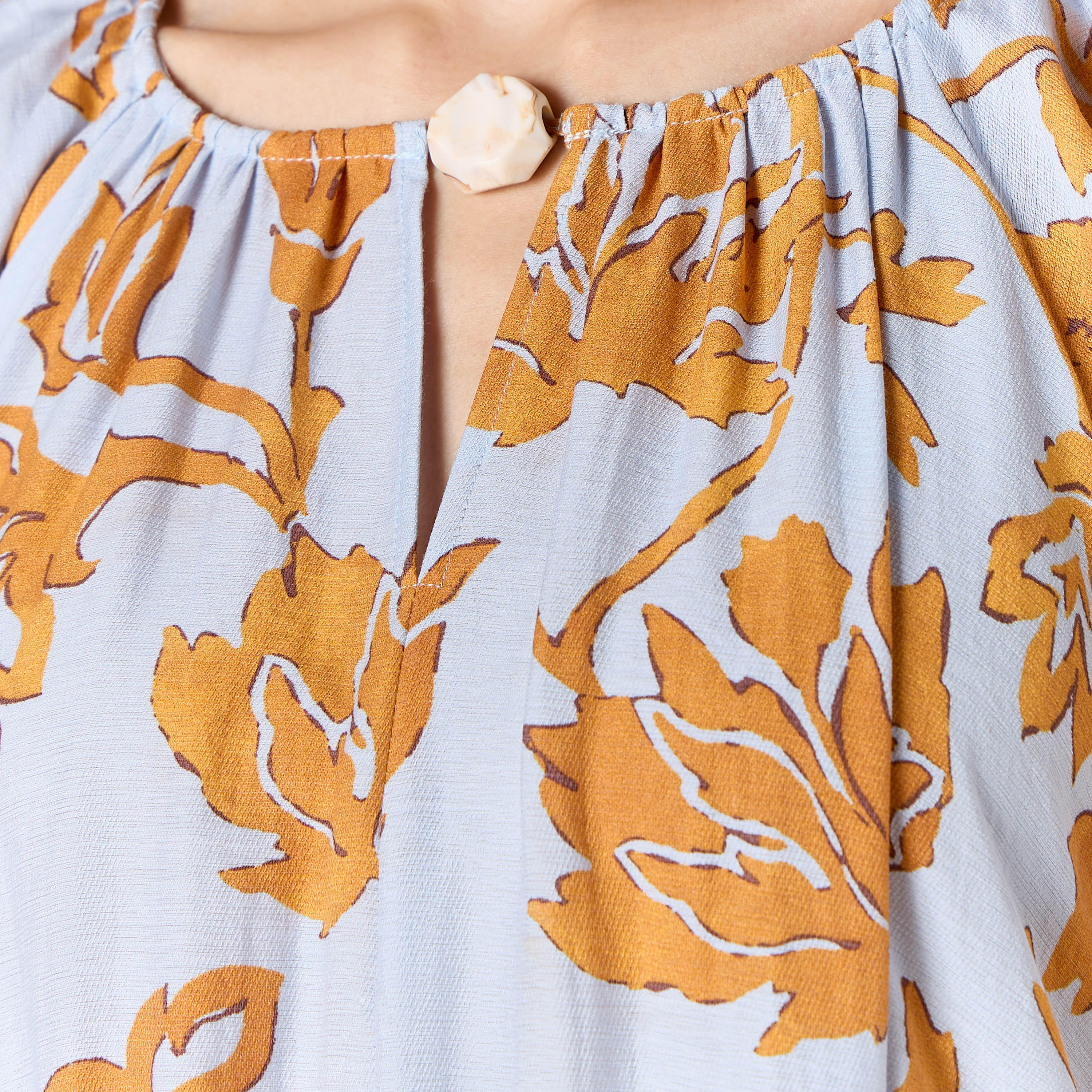 فستان إيه لاين بياقة بفتحة عنق وأكمام بالون وطبعات من آيكونيك-women-clothing-dresses-image-5
