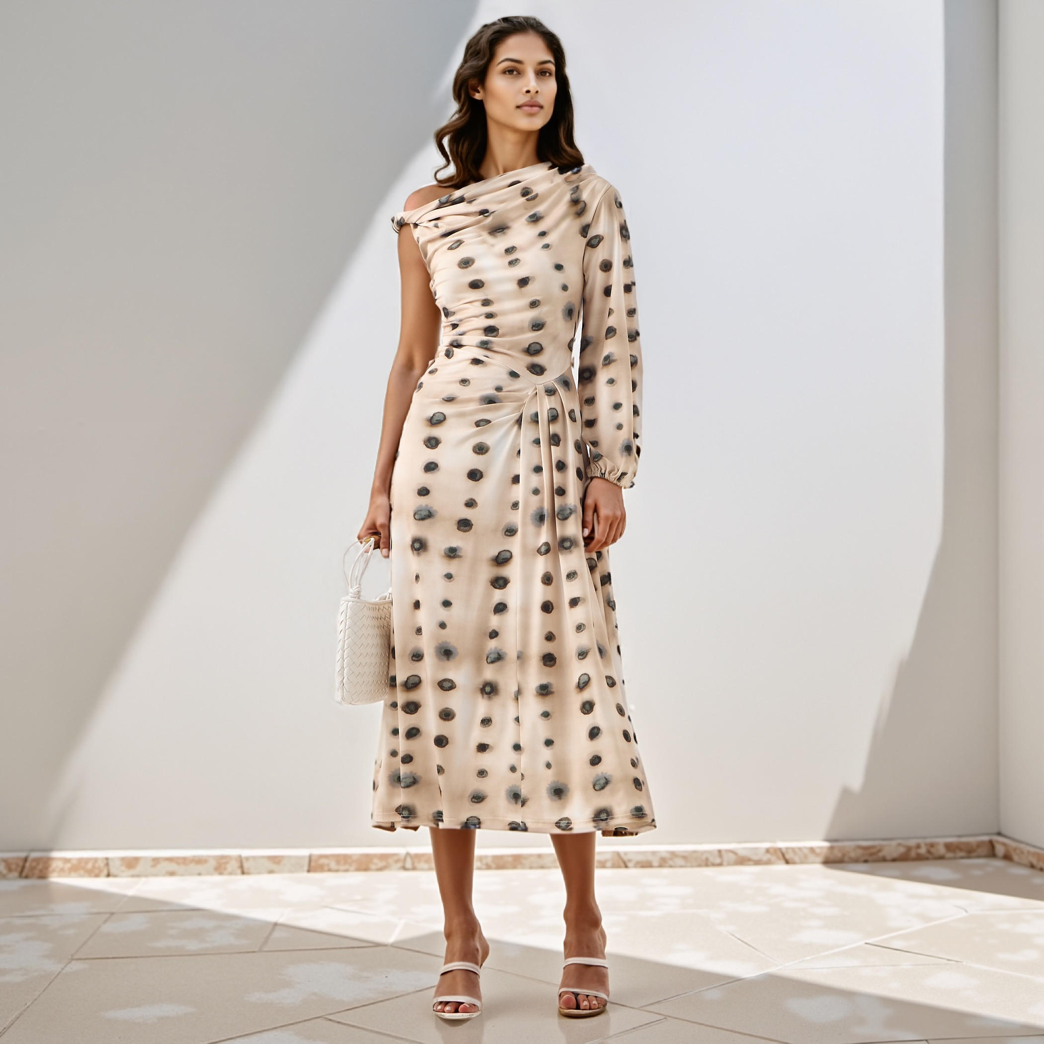 فستان بكتف واحد وتفاصيل منسدلة وطبعات من آيكونيك-women-clothing-dresses-image-2