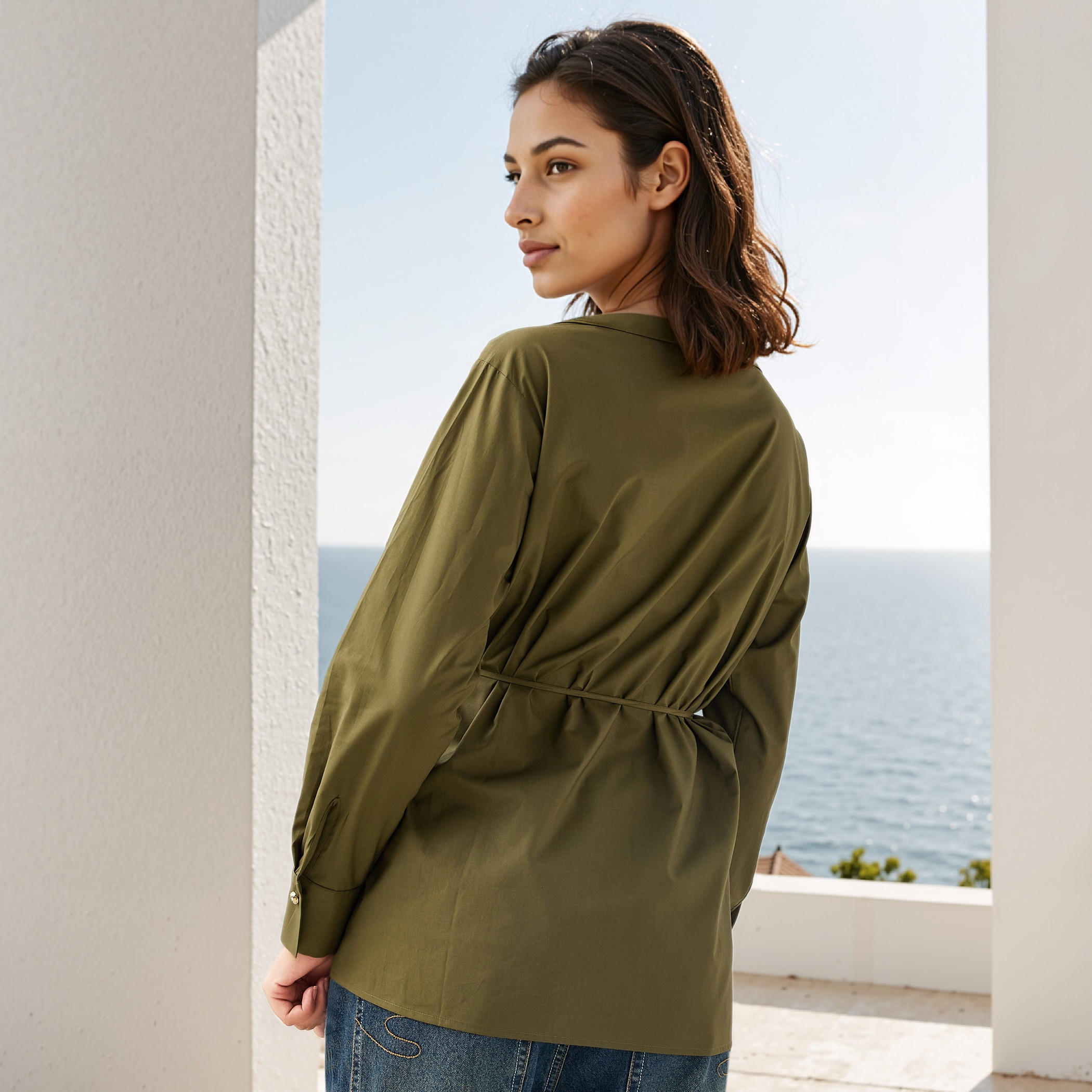 Iconic Poplin Wrap Cotton Top with Collar and Long Sleeves-women-clothing-shirtsandblouses-blouses-image-3
